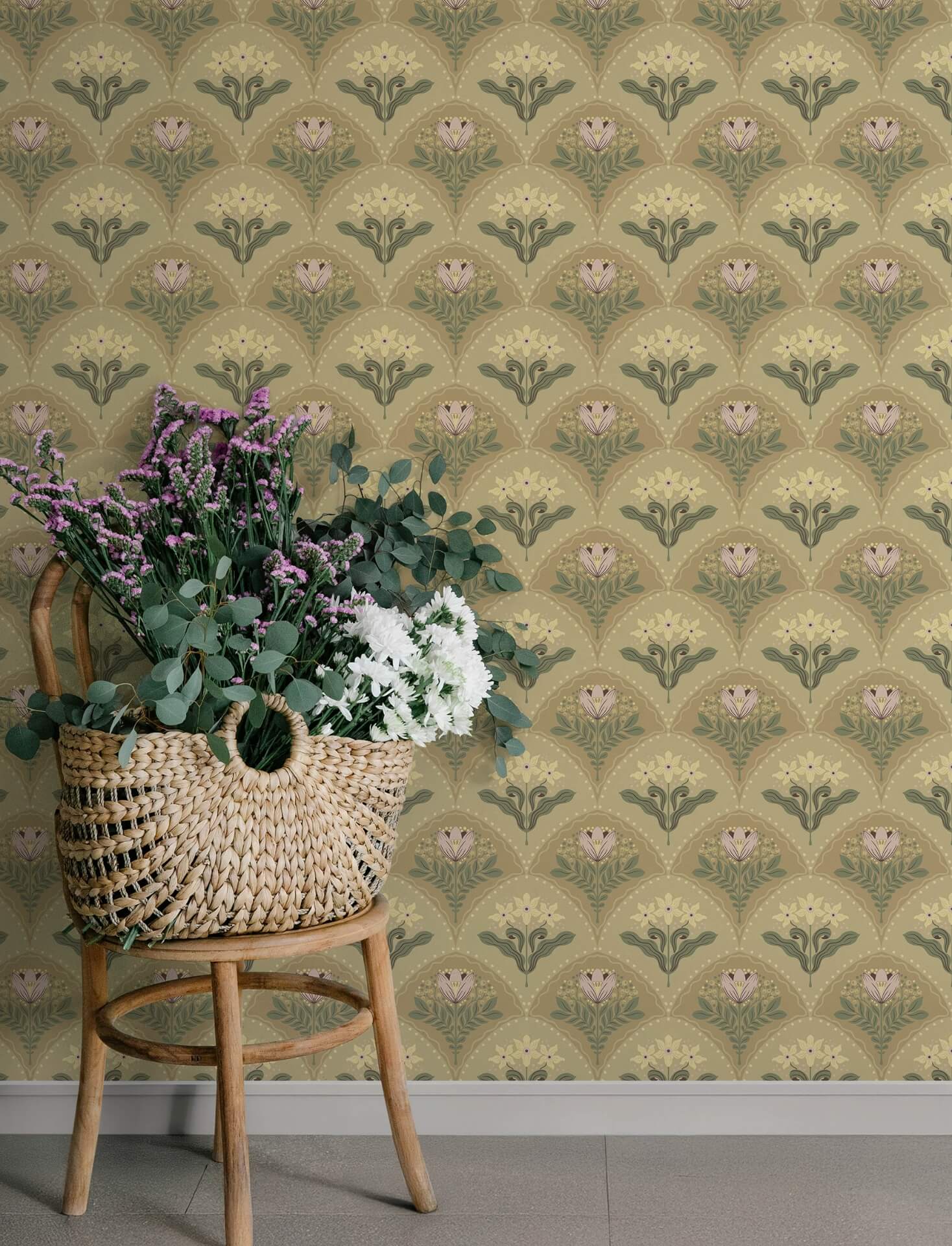 maj-light-brown-floral-damask-wallpaper-york-wallcoverings-4201-48015 - York Wallcoverings Papel pintado