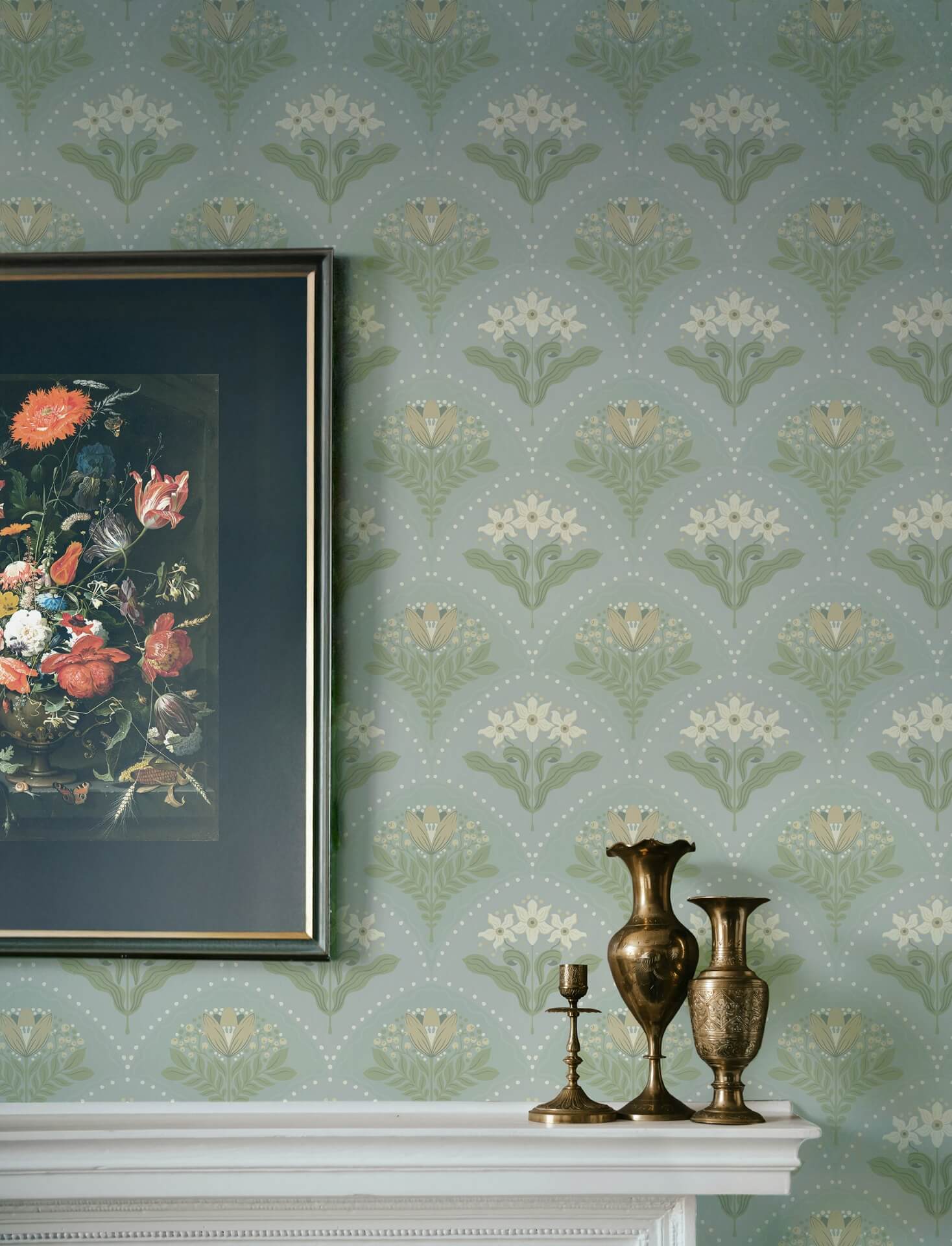 maj-sky-blue-floral-damask-wallpaper-york-wallcoverings-4201-48016 - York Wallcoverings Papel pintado