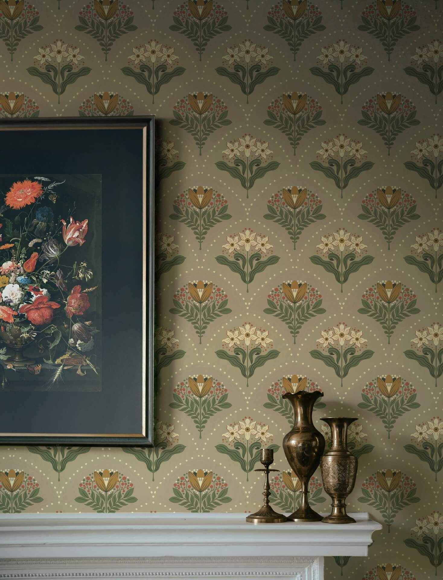 Maj Taupe Floral Damask Wallpaper - York Wallcoverings - 4201-48017 - York Wallcoverings Wallpaper