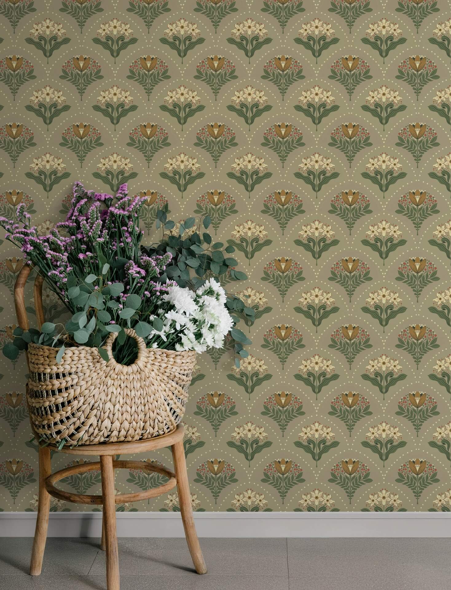 maj-taupe-floral-damask-wallpaper-york-wallcoverings-4201-48017 - York Wallcoverings Papel pintado