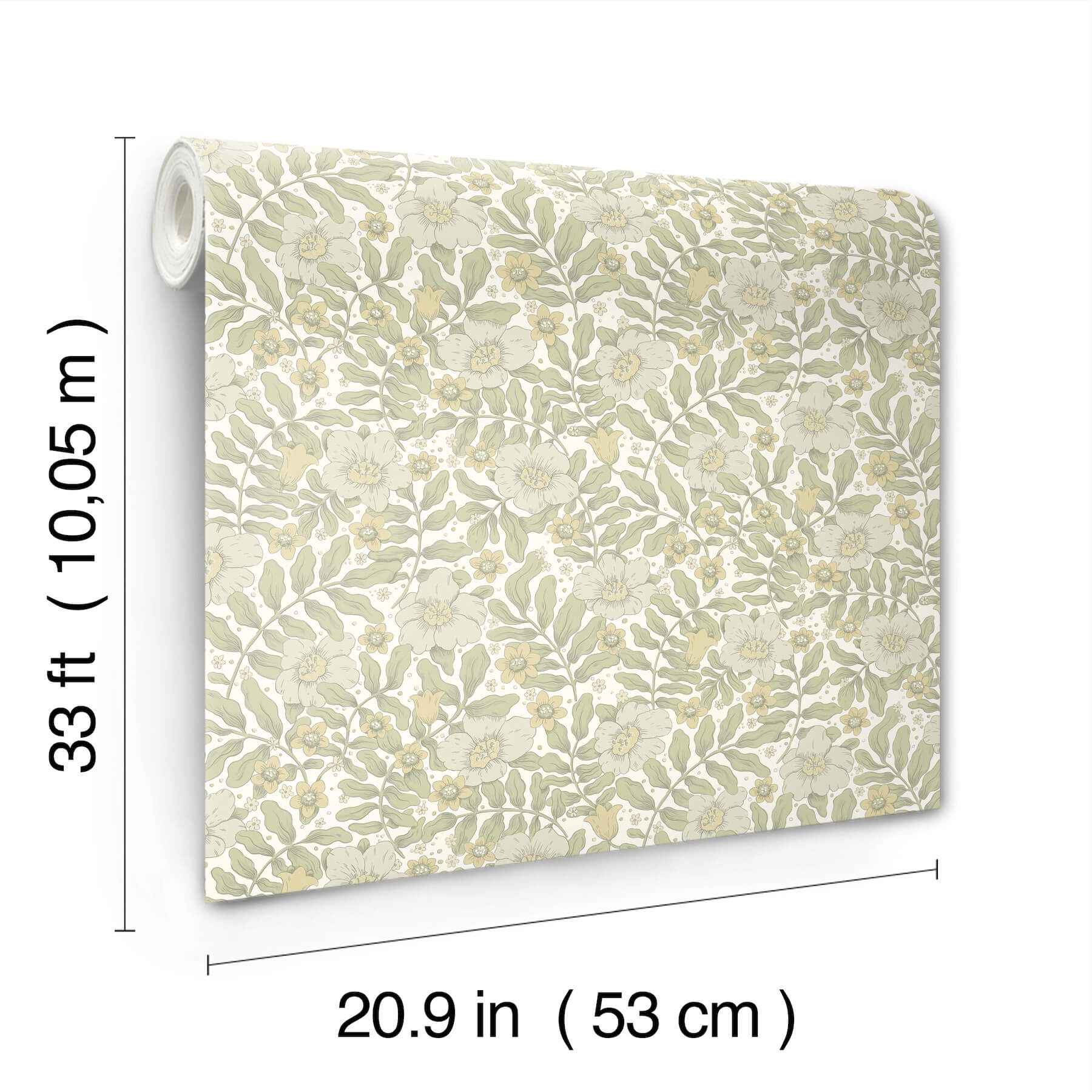 Maggan Sage Floral Trail Wallpaper - York Wallcoverings - 4201-48019 - York Wallcoverings Wallpaper