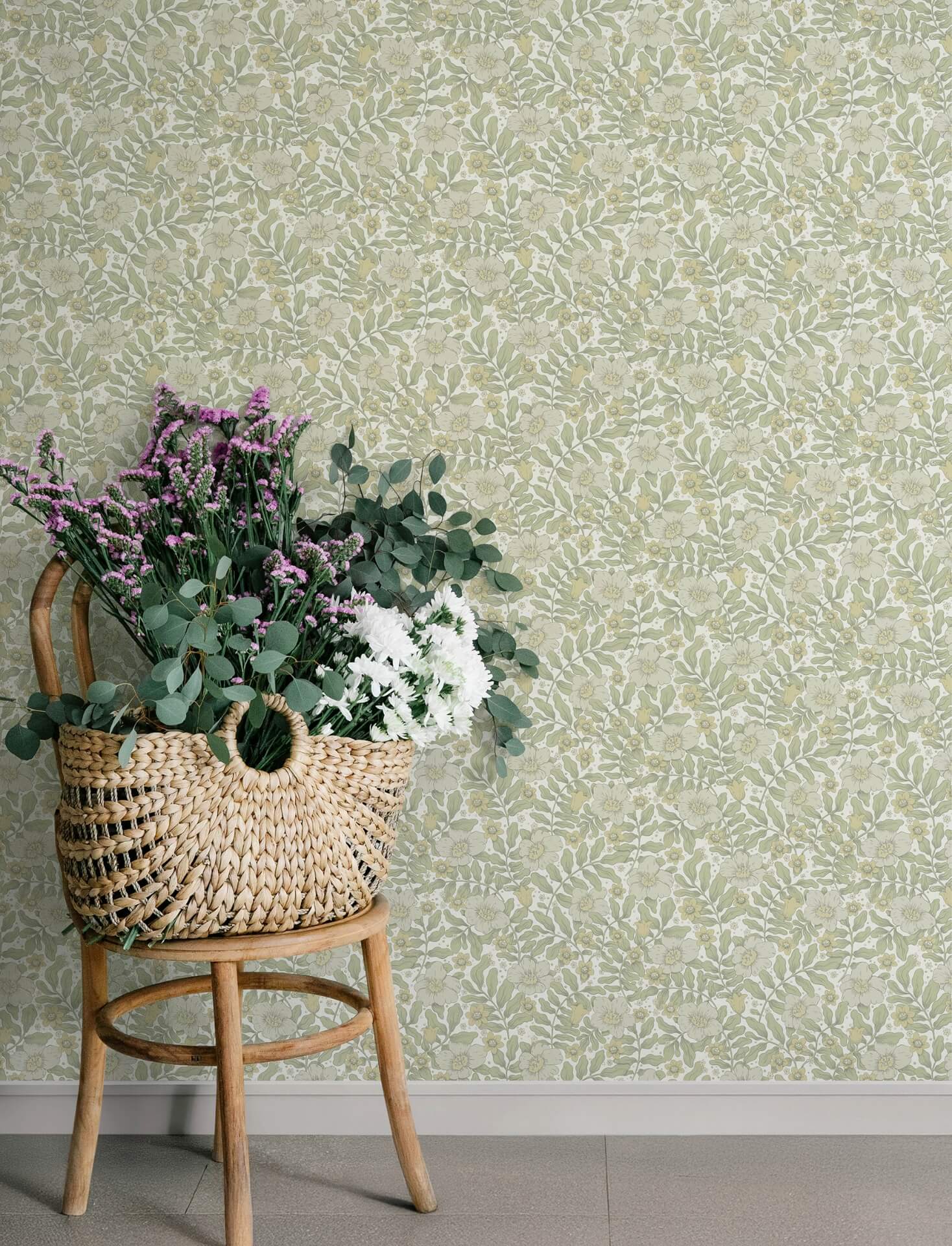 maggan-sage-floral-trail-wallpaper-york-wallcoverings-4201-48019 - York Wallcoverings Papel pintado