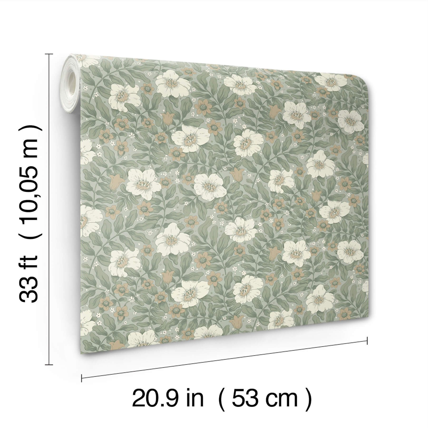 maggan-sea-green-floral-trail-wallpaper-york-wallcoverings-4201-48020 - York Wallcoverings Papel pintado