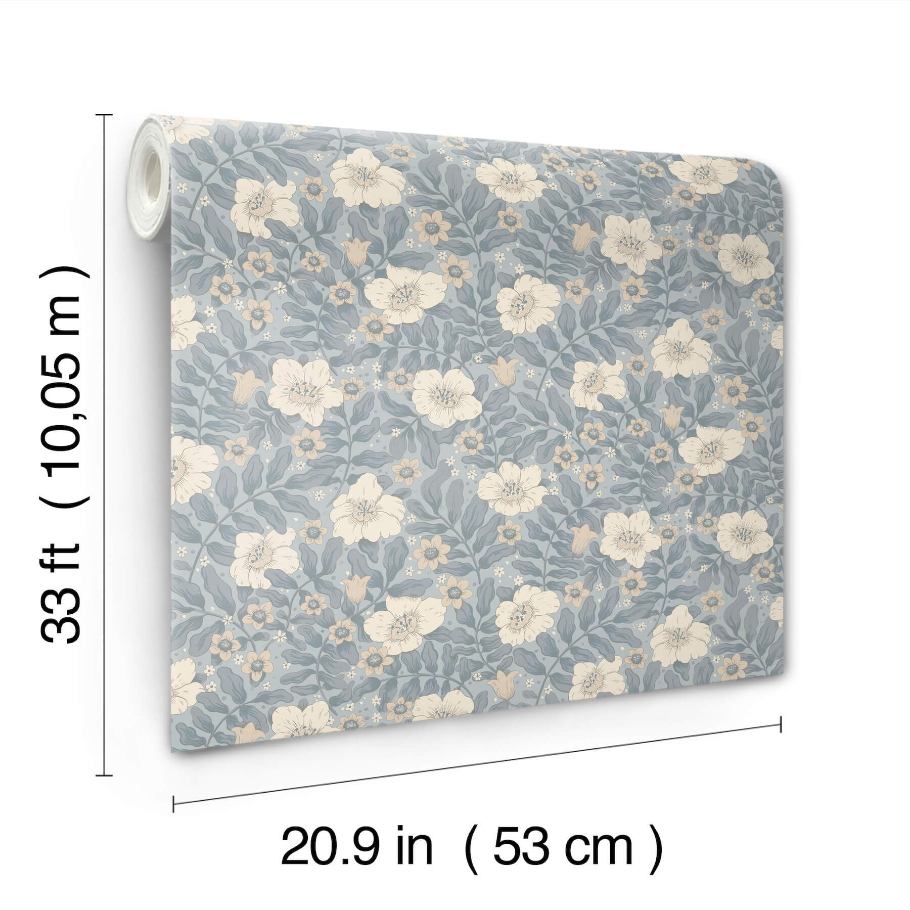 maggan-blue-floral-trail-wallpaper-york-wallcoverings-4201-48023 - York Wallcoverings Papel pintado