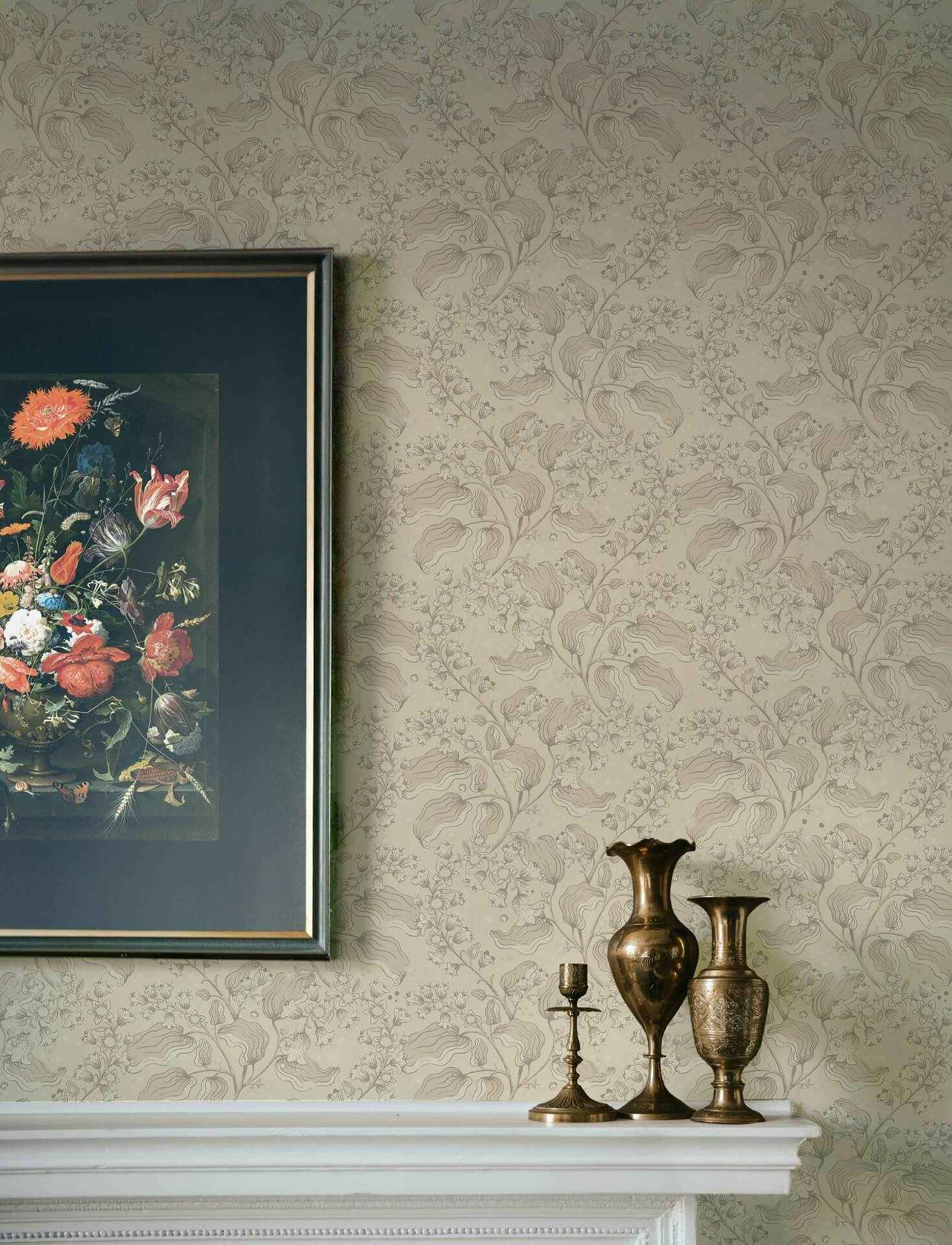 Syren Khaki Dainty Floral Wallpaper - York Wallcoverings - 4201-48024 - York Wallcoverings Wallpaper