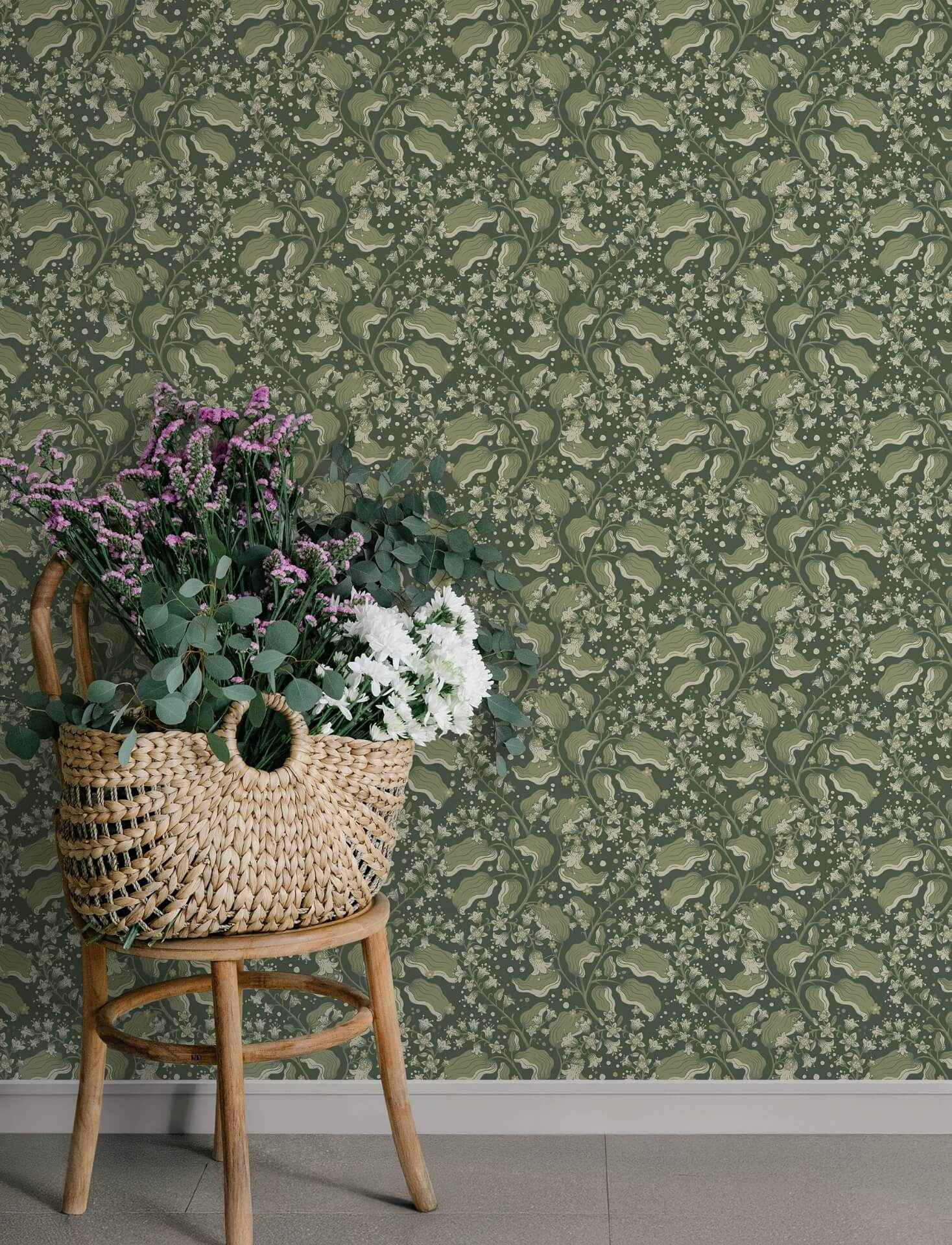 Syren Evergreen Dainty Floral Wallpaper - York Wallcoverings - 4201-48026 - York Wallcoverings Wallpaper