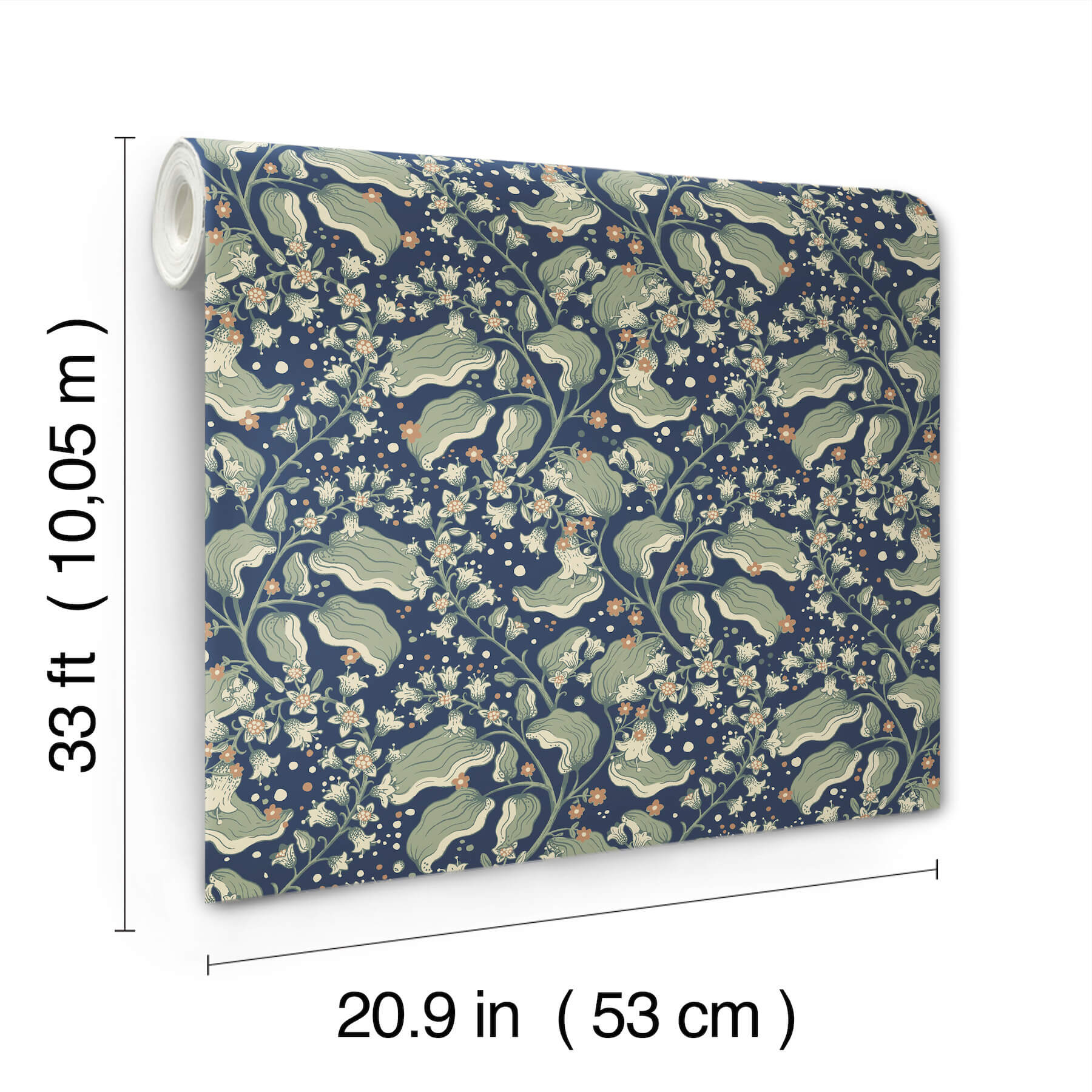 syren-navy-dainty-floral-wallpaper-york-wallcoverings-4201-48027 - York Wallcoverings Papel pintado