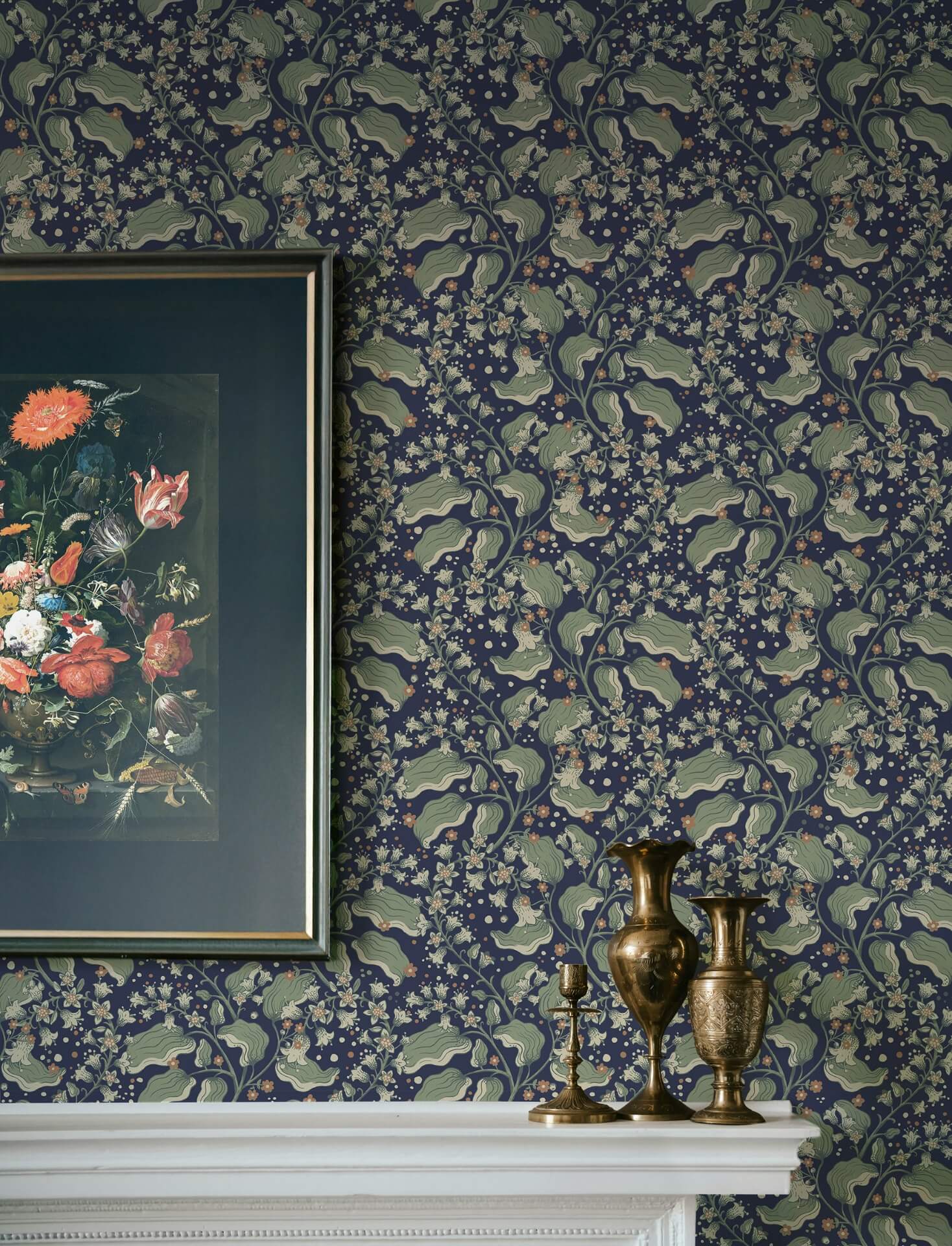 syren-navy-dainty-floral-wallpaper-york-wallcoverings-4201-48027 - York Wallcoverings Papel pintado