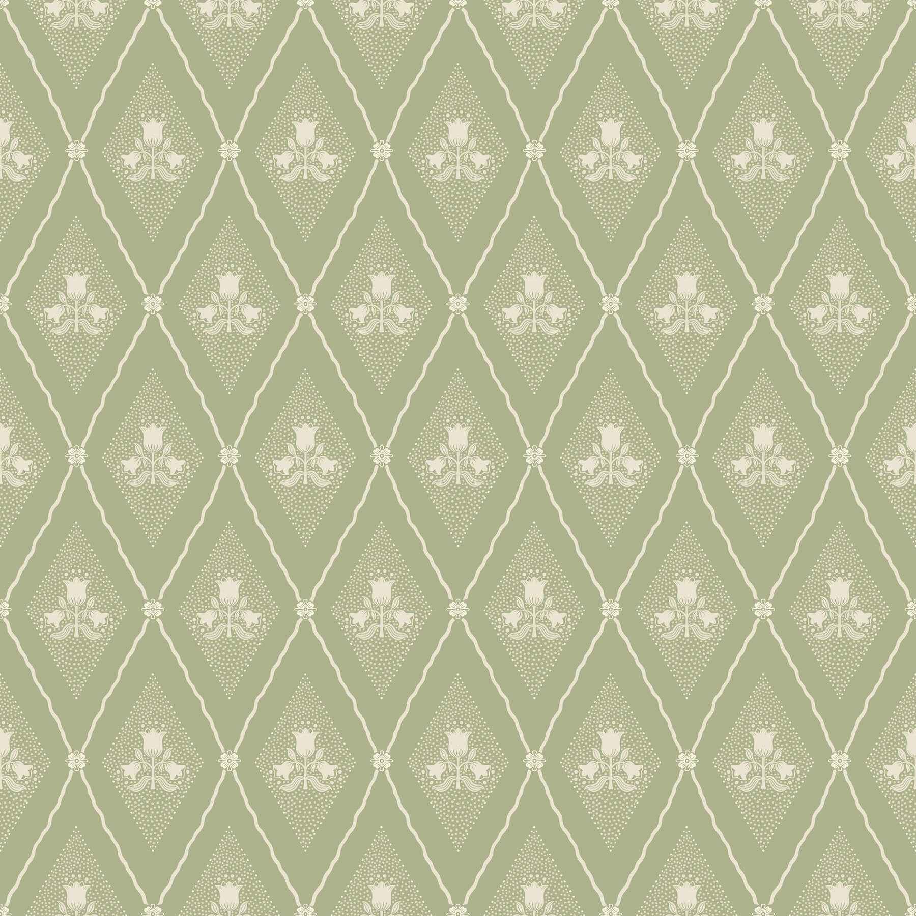 Alma Moss Diamond Floral Wallpaper - York Wallcoverings - 4201-48030