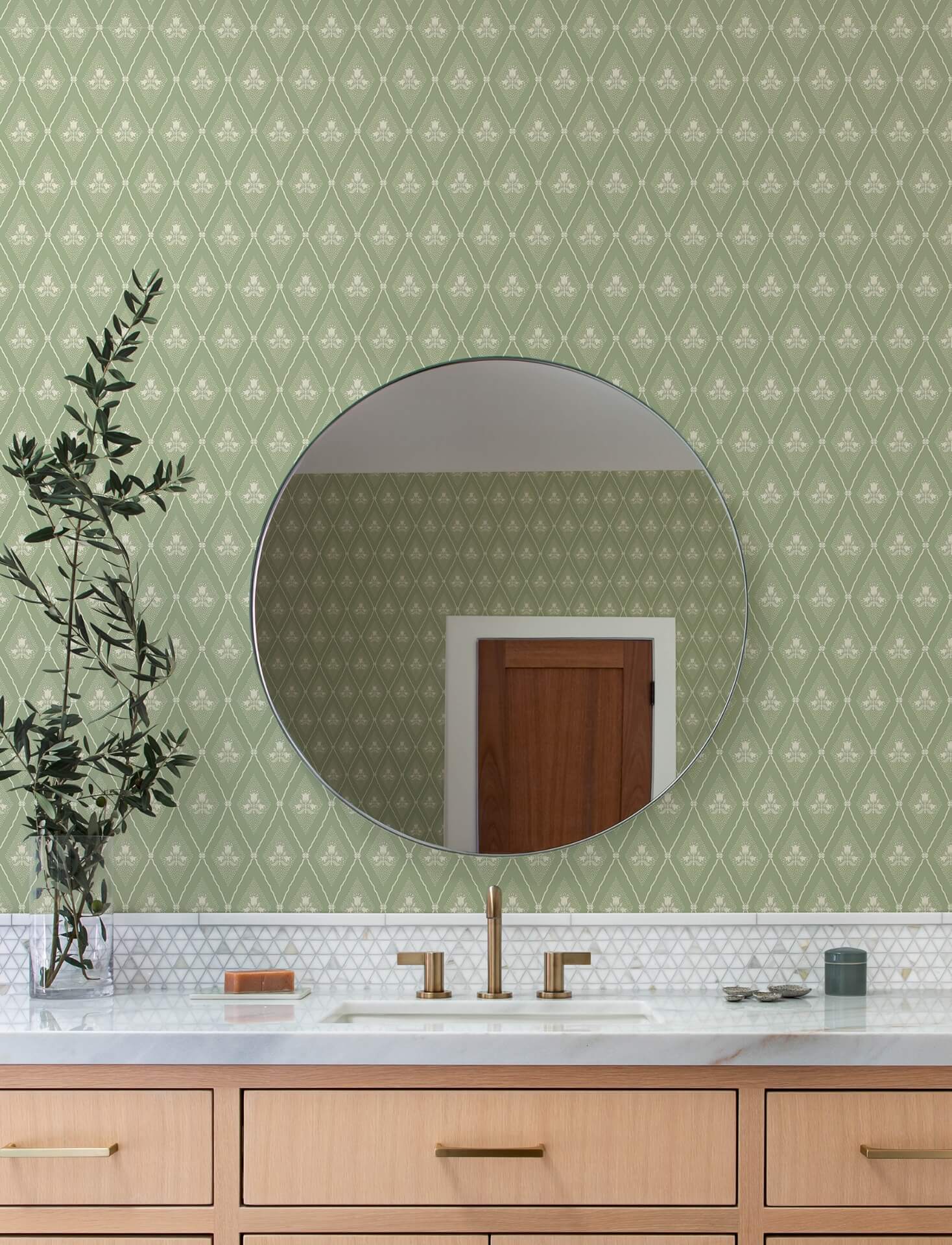 alma-moss-diamond-floral-wallpaper-york-wallcoverings-4201-48030 - York Wallcoverings Papel pintado
