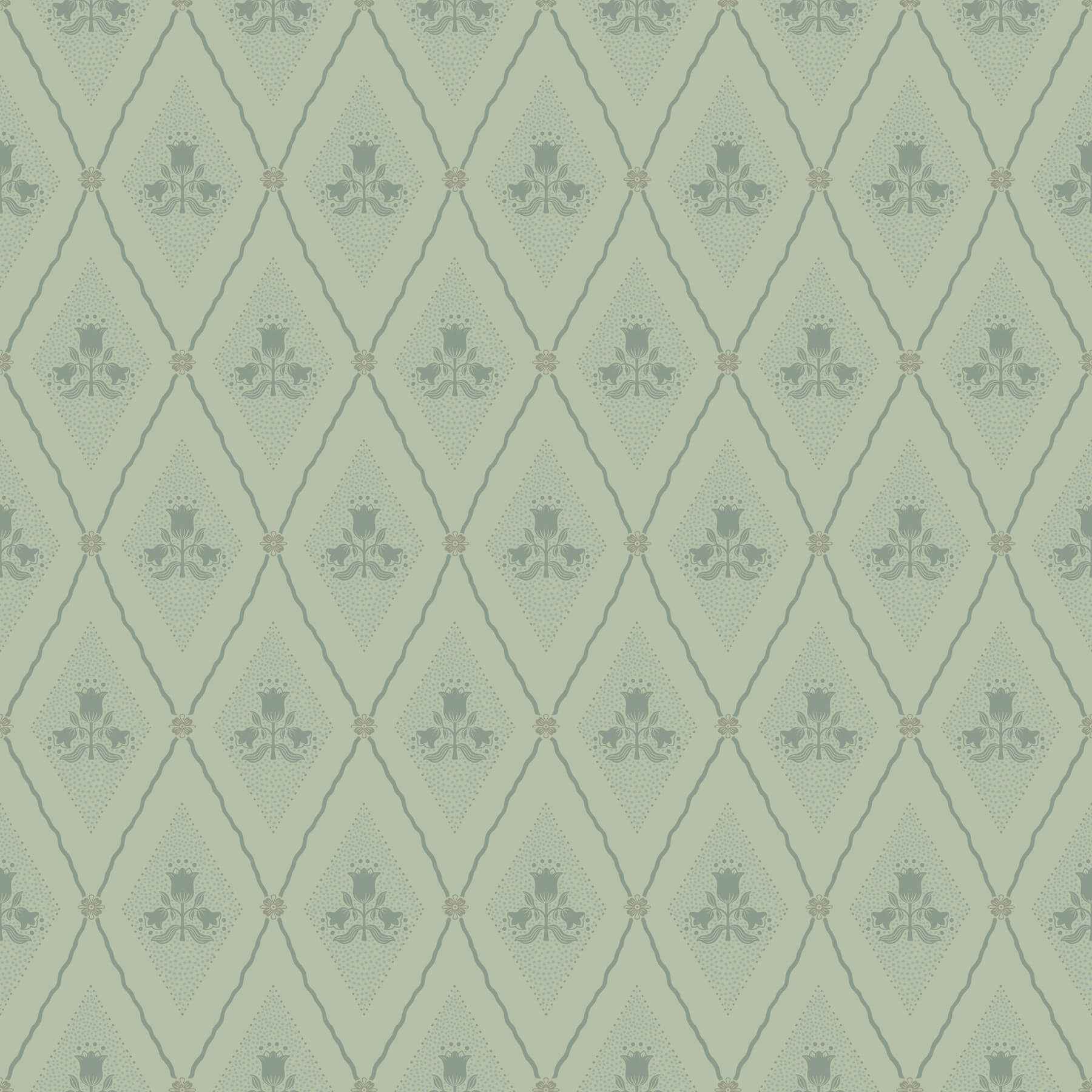 Alma Mint Diamond Floral Wallpaper - York Wallcoverings - 4201-48031 - York Wallcoverings Wallpaper