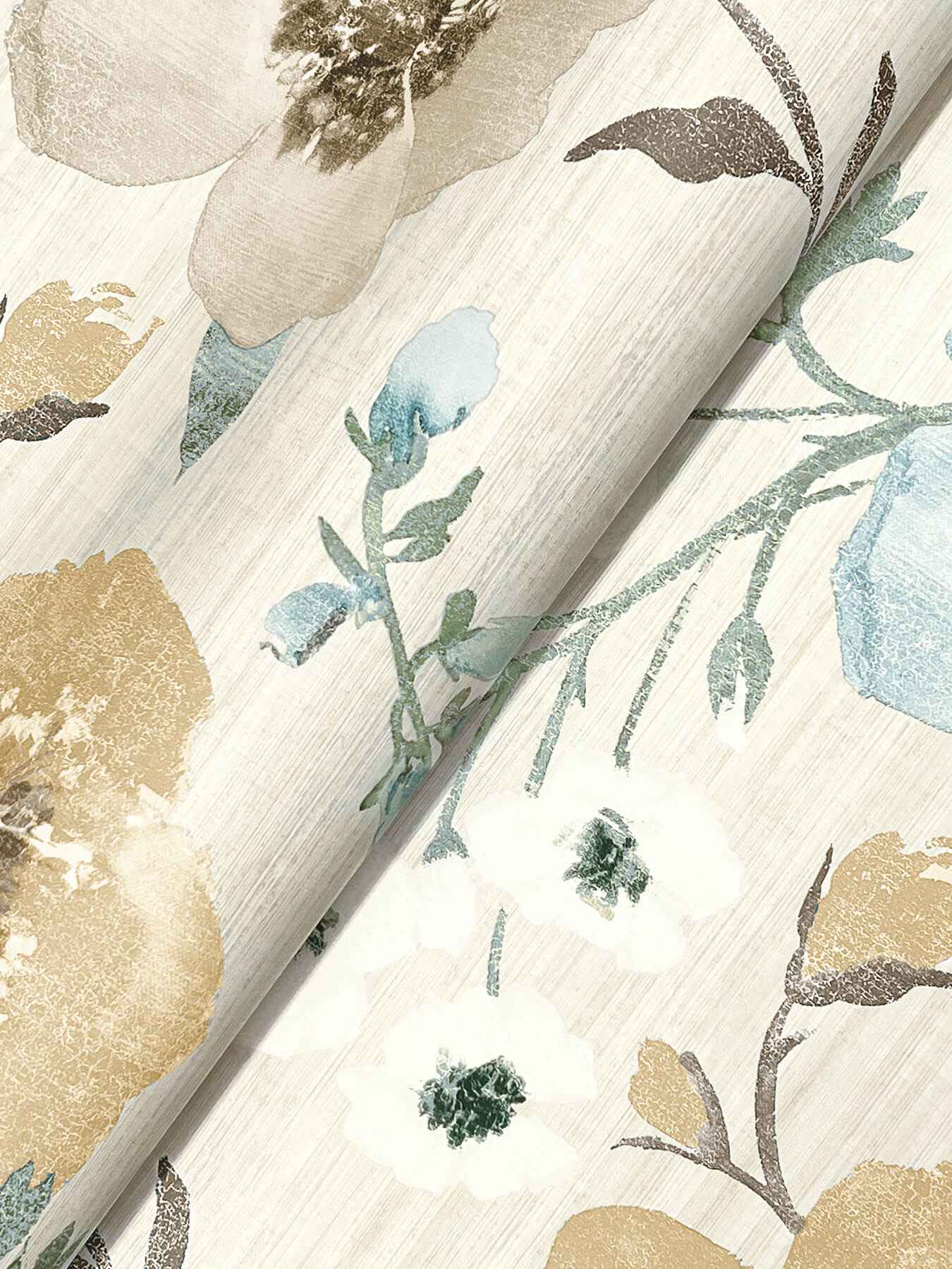 Evelyn Wheat Floral Wallpaper - York Wallcoverings - LL3204 - York Wallcoverings Wallpaper