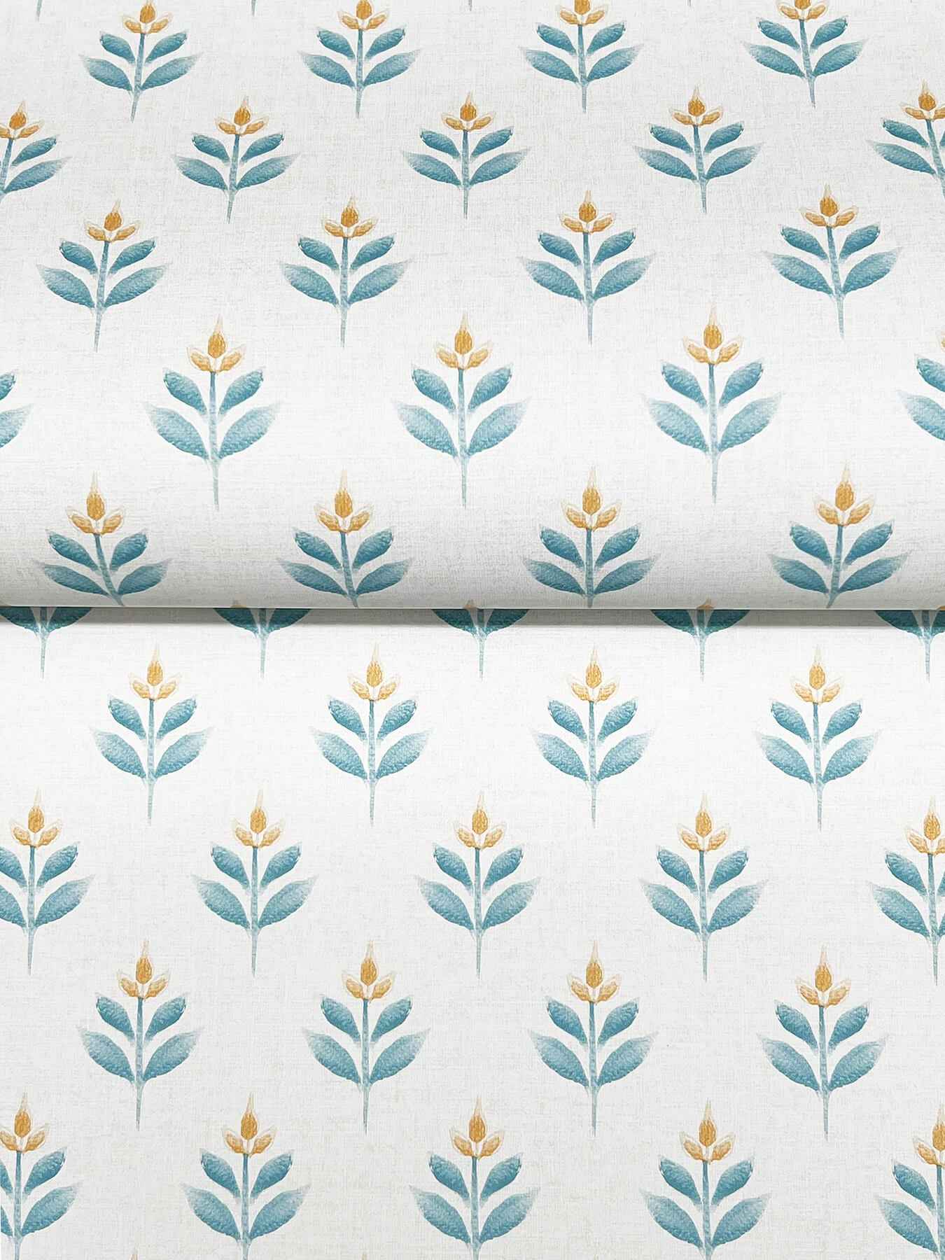 Serene Villa Teal Floral Stamp Wallpaper - York Wallcoverings - LL3233 - York Wallcoverings Wallpaper