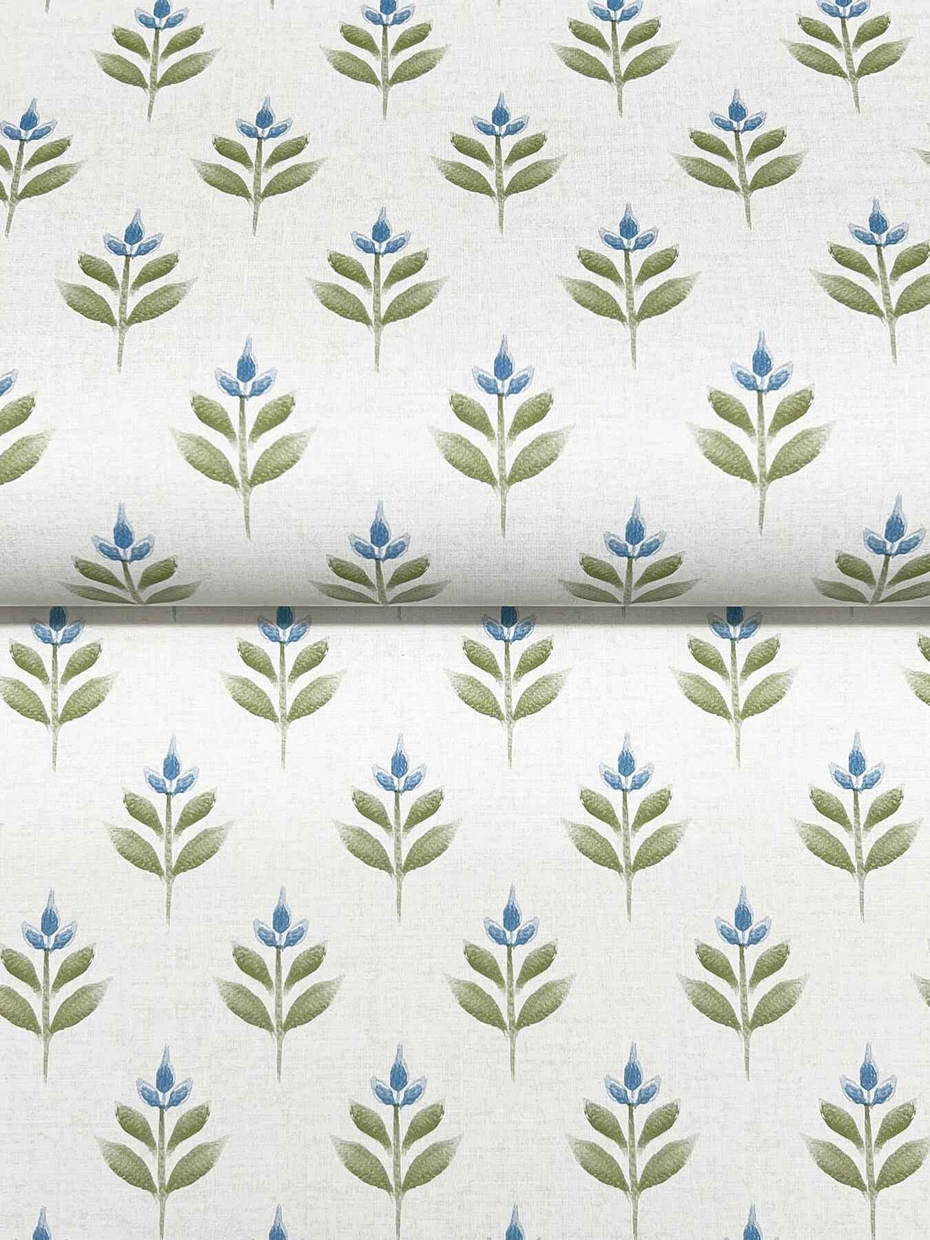 Serene Villa Moss Floral Stamp Wallpaper - York Wallcoverings - LL3237 - York Wallcoverings Wallpaper