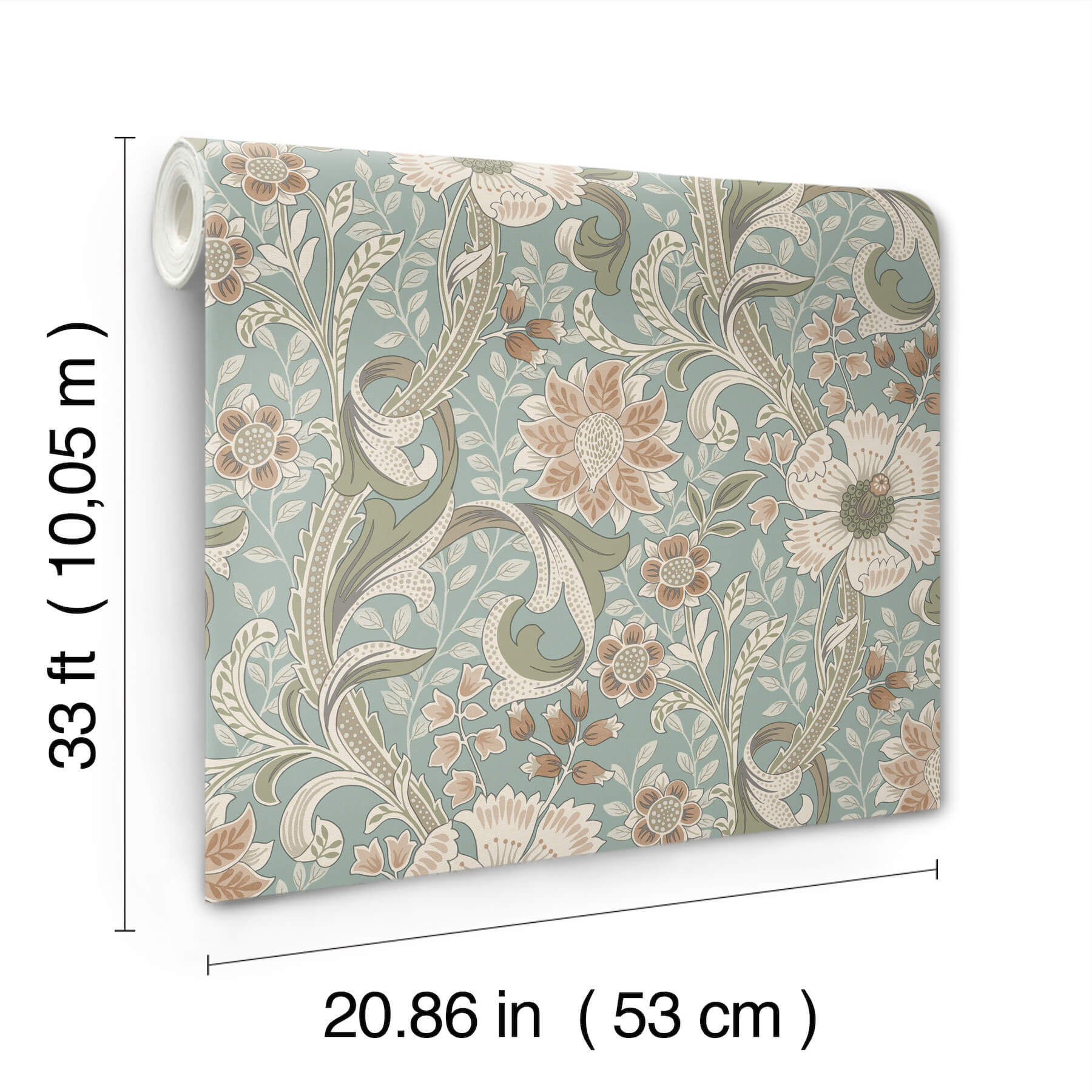 liora-aqua-floral-trail-wallpaper-york-wallcoverings-4191-83013 - York Wallcoverings Wallpaper