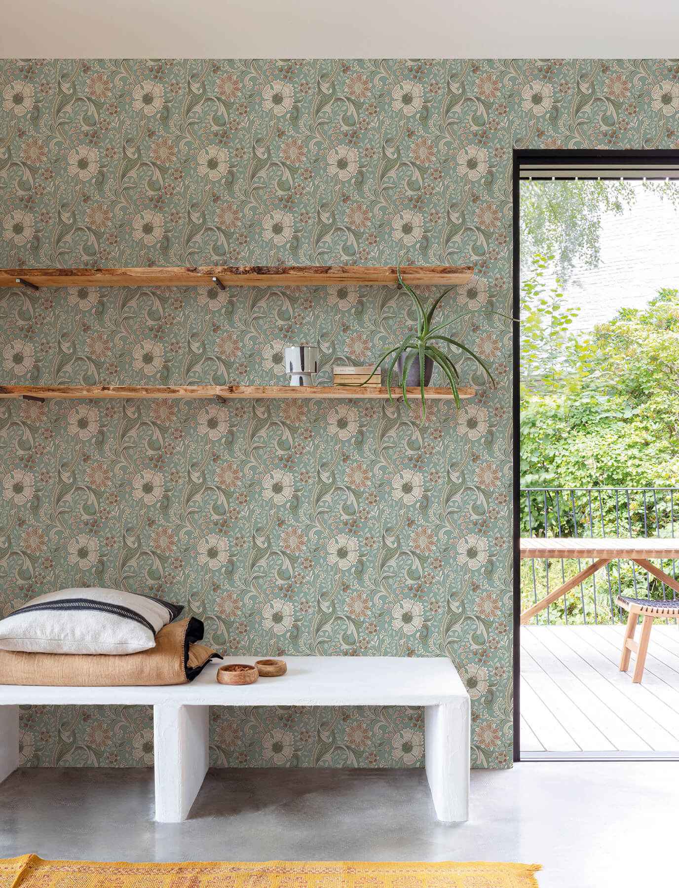Liora Aqua Floral Trail Wallpaper - York Wallcoverings - 4191-83013 - York Wallcoverings Wallpaper
