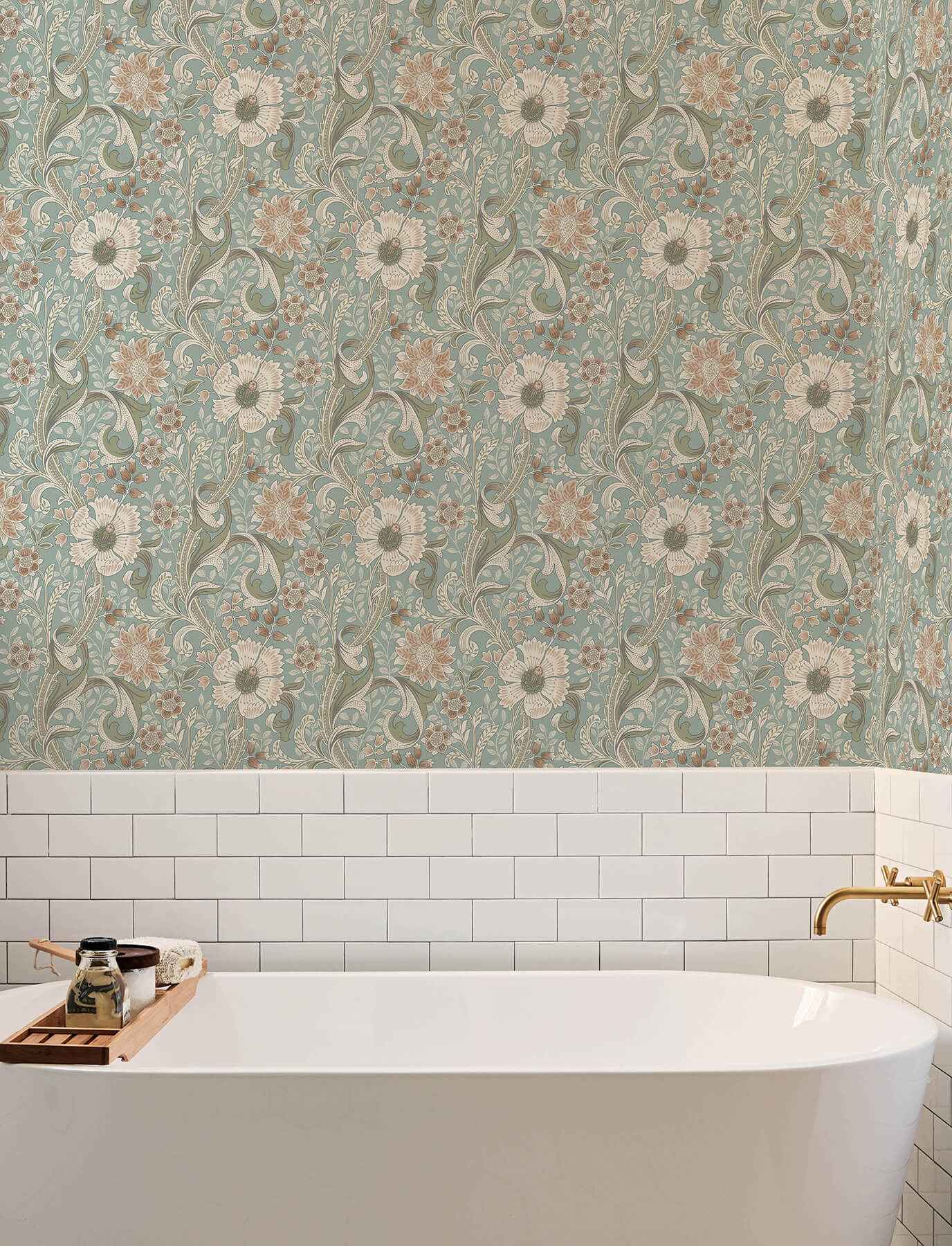 Liora Aqua Floral Trail Wallpaper - York Wallcoverings - 4191-83013 - York Wallcoverings Wallpaper