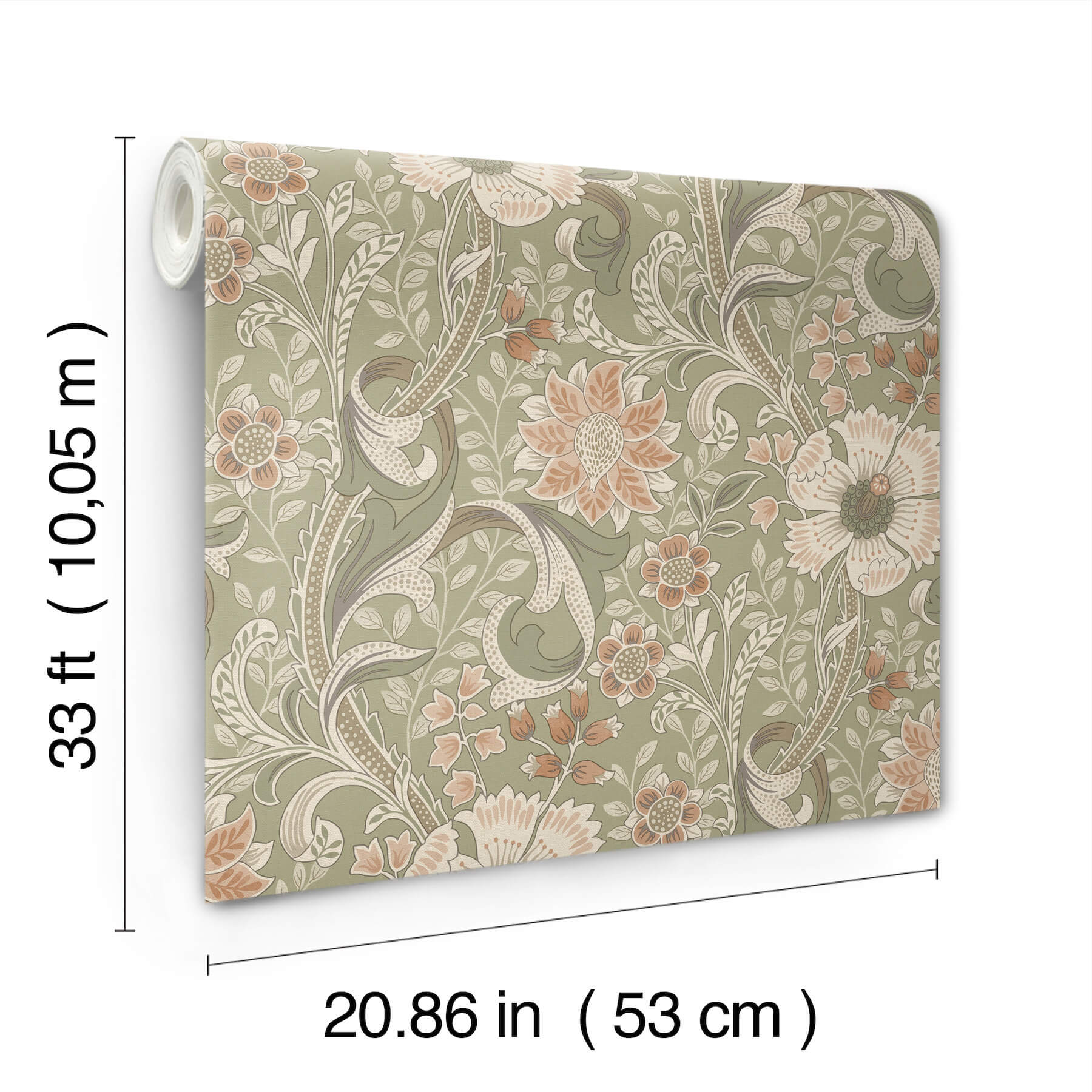 liora-green-floral-trail-wallpaper-york-wallcoverings-4191-83014 - York Wallcoverings Papel pintado