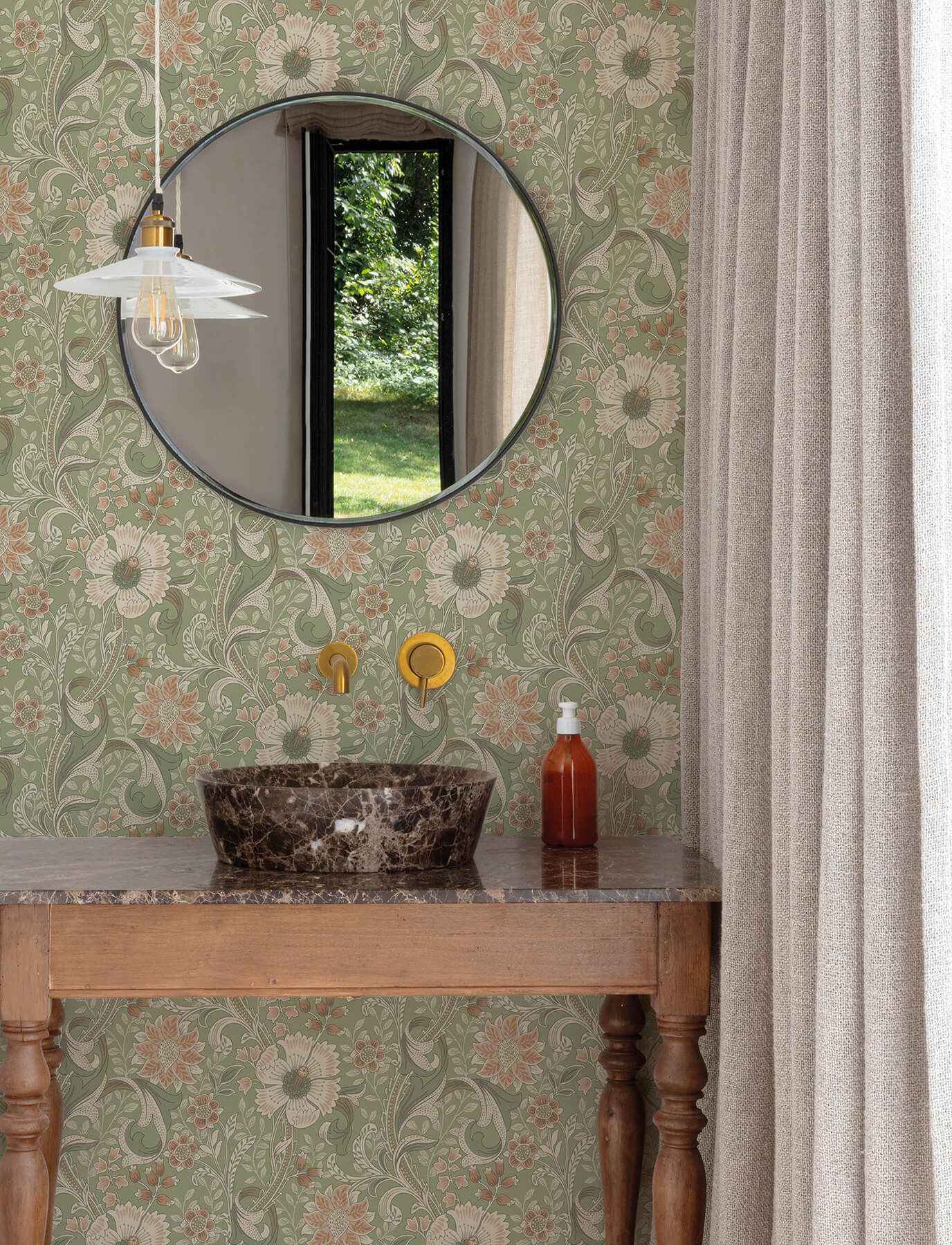 Liora Green Floral Trail Wallpaper - York Wallcoverings - 4191-83014 - York Wallcoverings Wallpaper