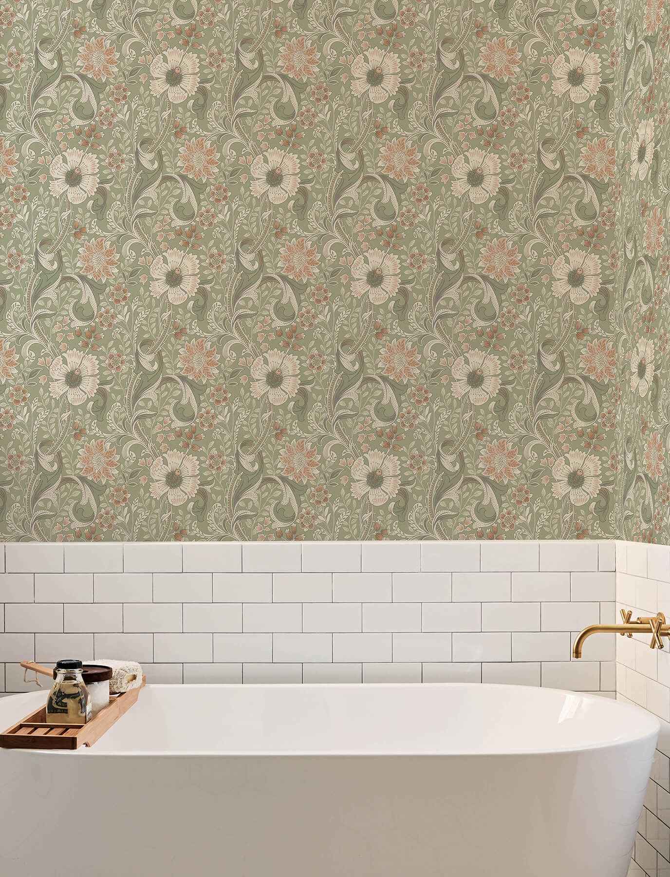 Liora Green Floral Trail Wallpaper - York Wallcoverings - 4191-83014 - York Wallcoverings Wallpaper