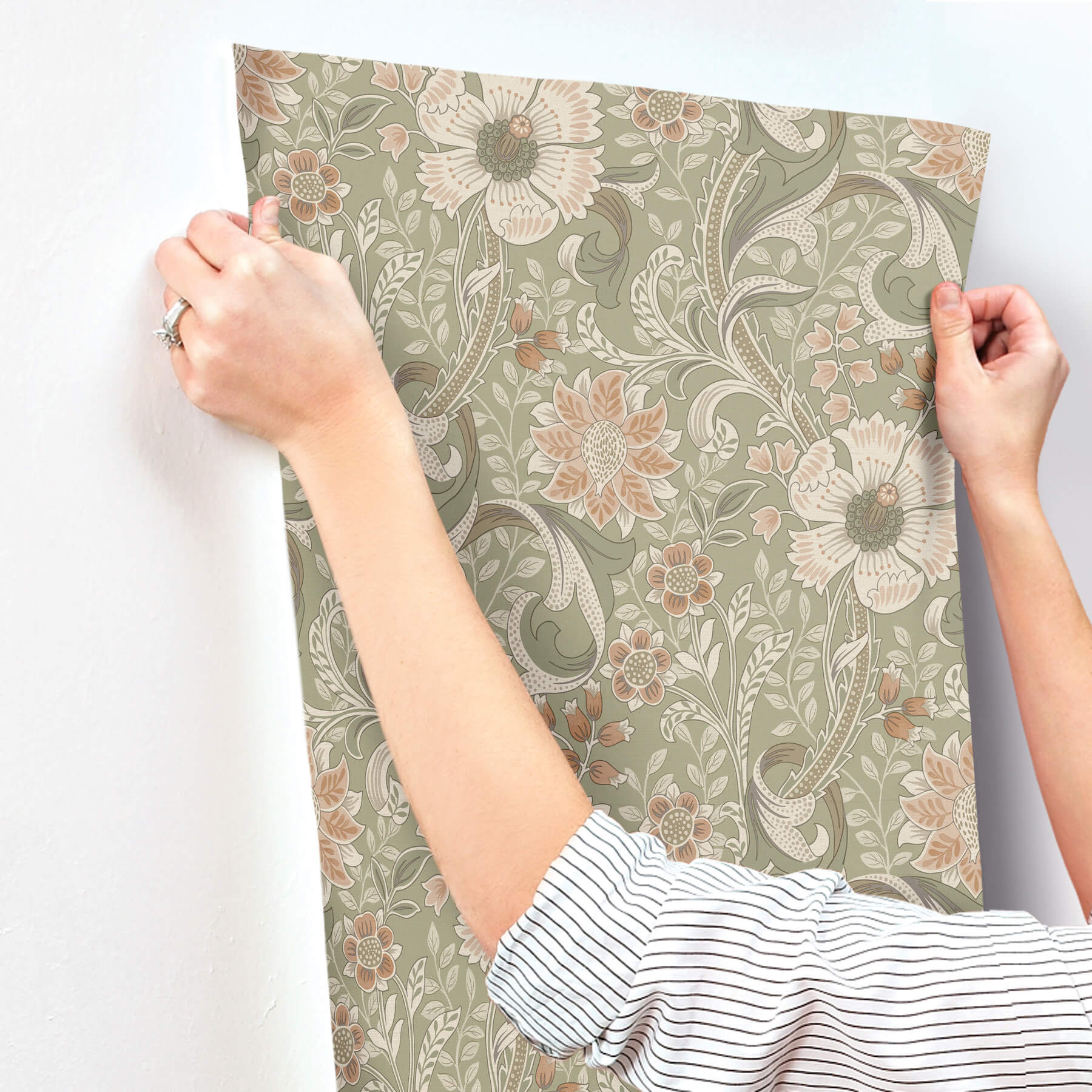 liora-green-floral-trail-wallpaper-york-wallcoverings-4191-83014 - York Wallcoverings Papel pintado