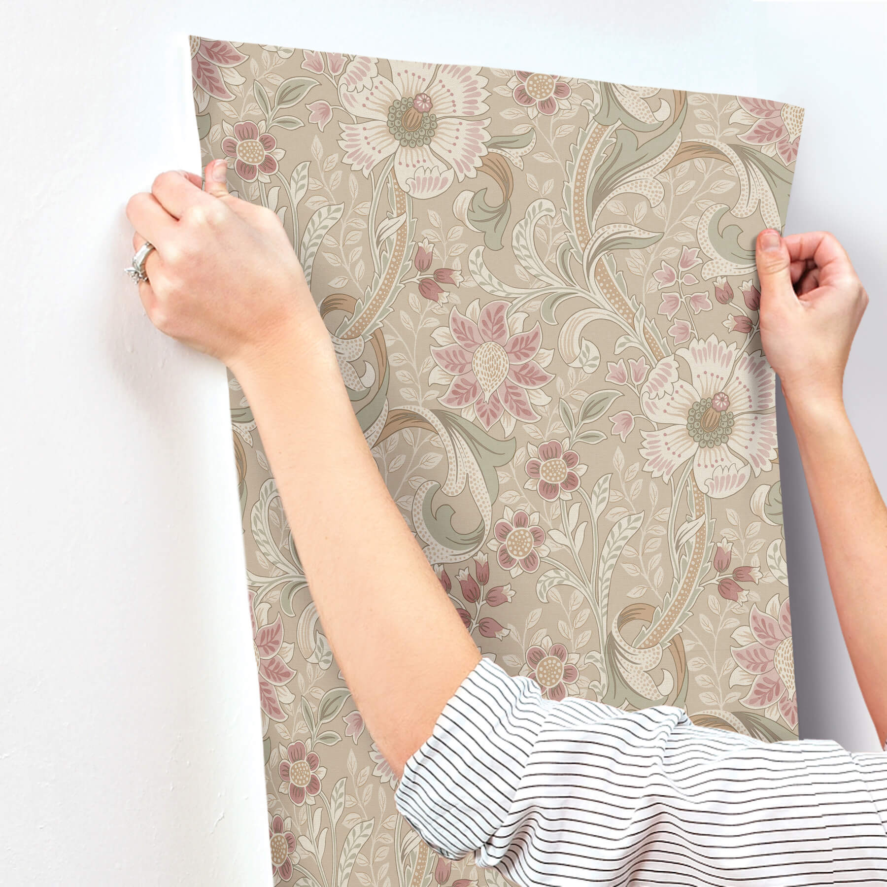 liora-taupe-floral-trail-wallpaper-york-wallcoverings-4191-83015 - York Wallcoverings Wallpaper