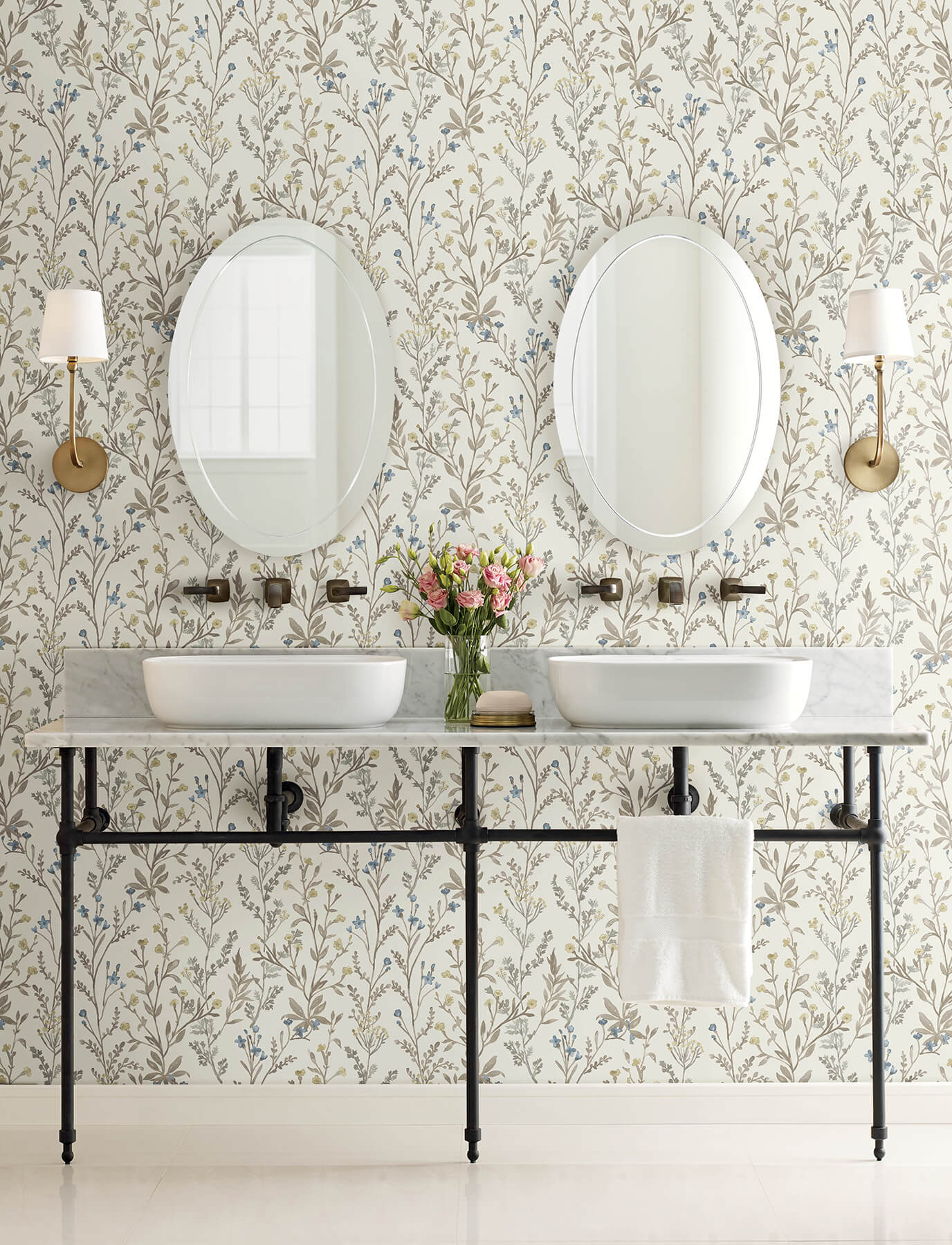 laverne-neutral-wildflowers-wallpaper-york-wallcoverings-4191-83017 - York Wallcoverings Papel pintado