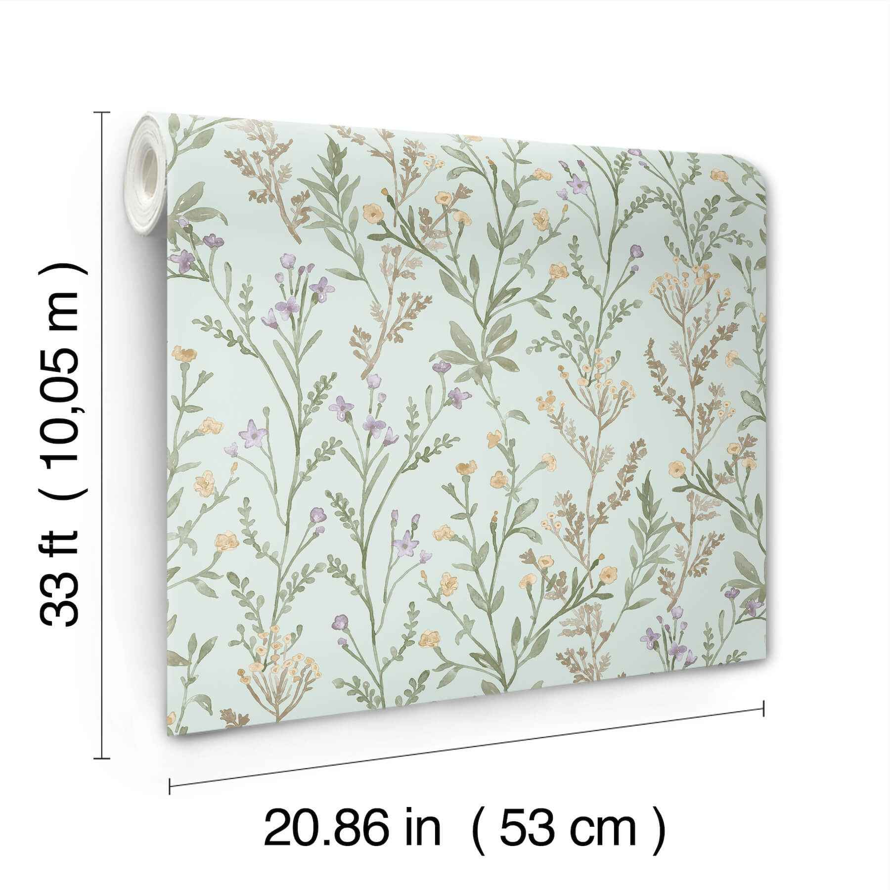 Laverne Aquamarine Wildflowers Wallpaper - York Wallcoverings - 4191-83018 - York Wallcoverings Wallpaper