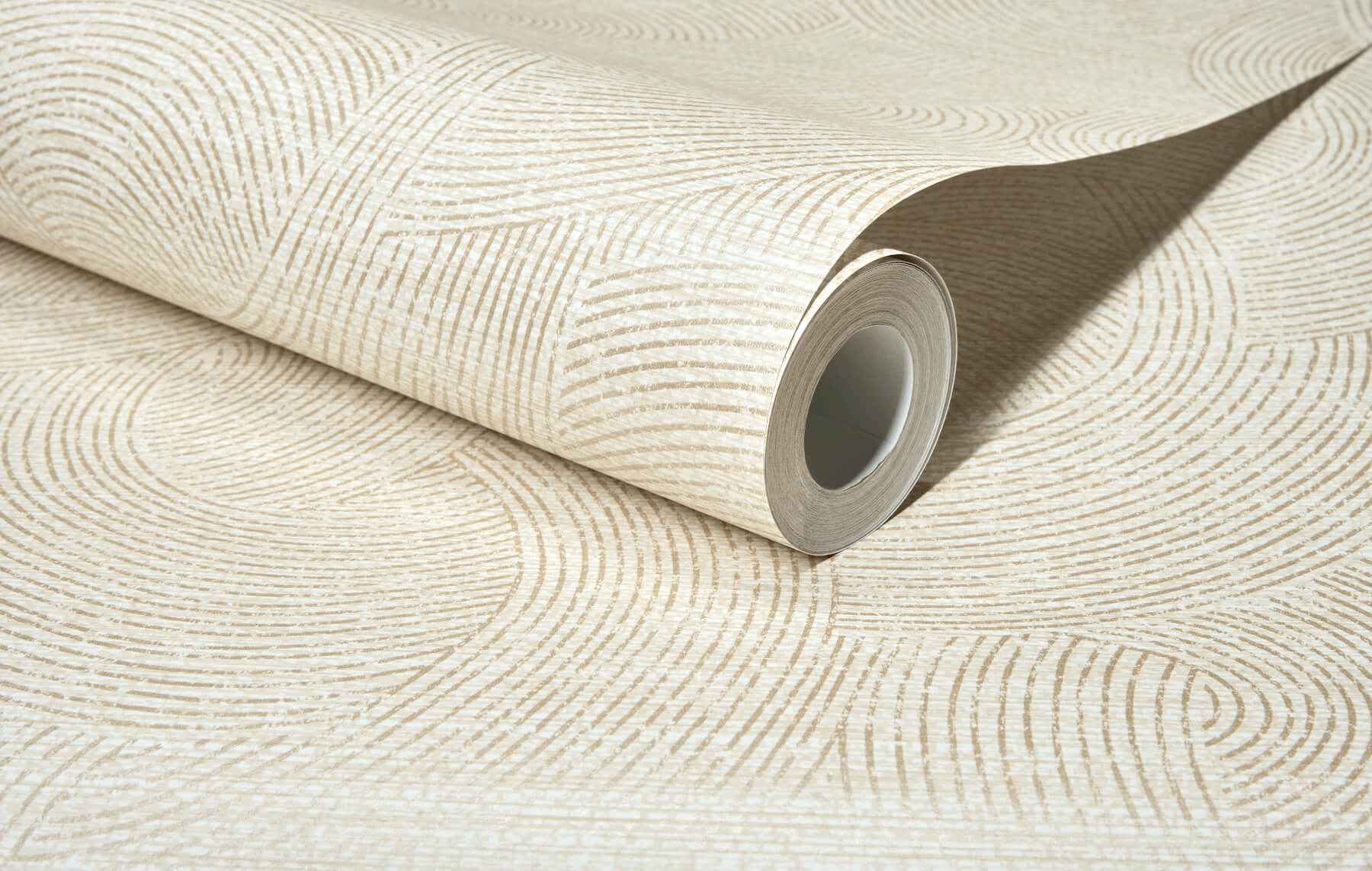 Harrison Champagne Swirling Geometric Wallpaper - York Wallcoverings - 4191-83021 - York Wallcoverings Wallpaper