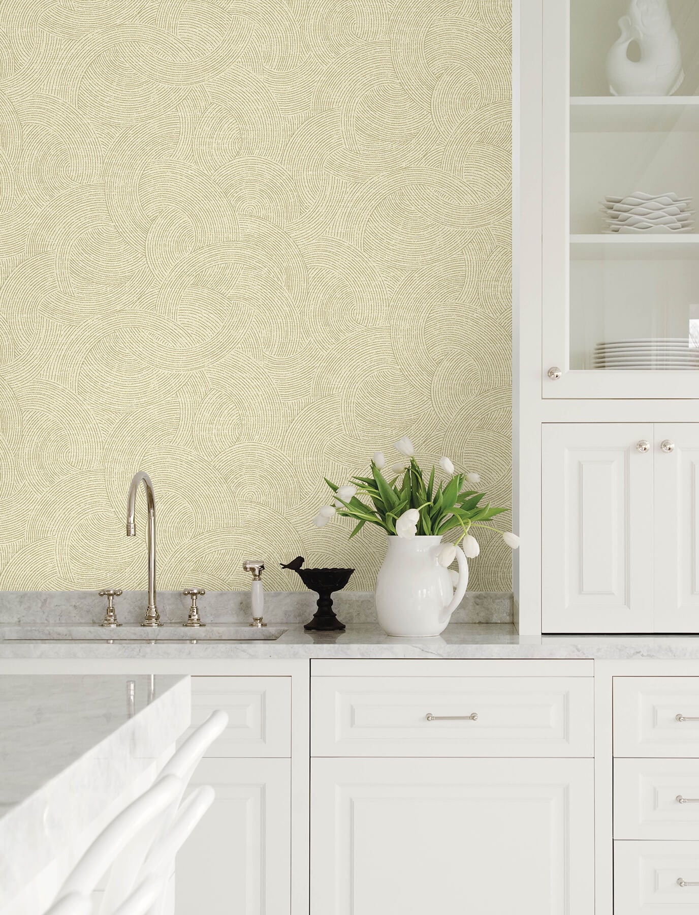 harrison-champagne-swirling-geometric-wallpaper-york-wallcoverings-4191-83021 - York Wallcoverings Papel pintado