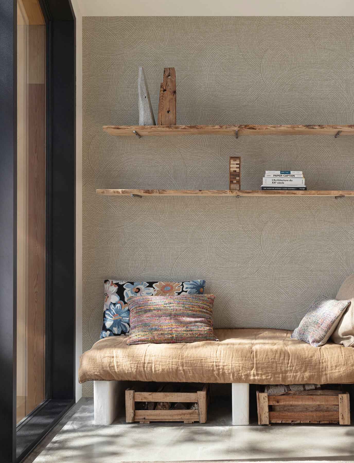 Harrison Pewter Swirling Geometric Wallpaper - York Wallcoverings - 4191-83022