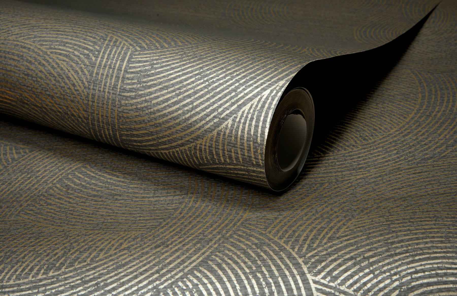 Harrison Charcoal Swirling Geometric Wallpaper - York Wallcoverings - 4191-83024 - York Wallcoverings Wallpaper