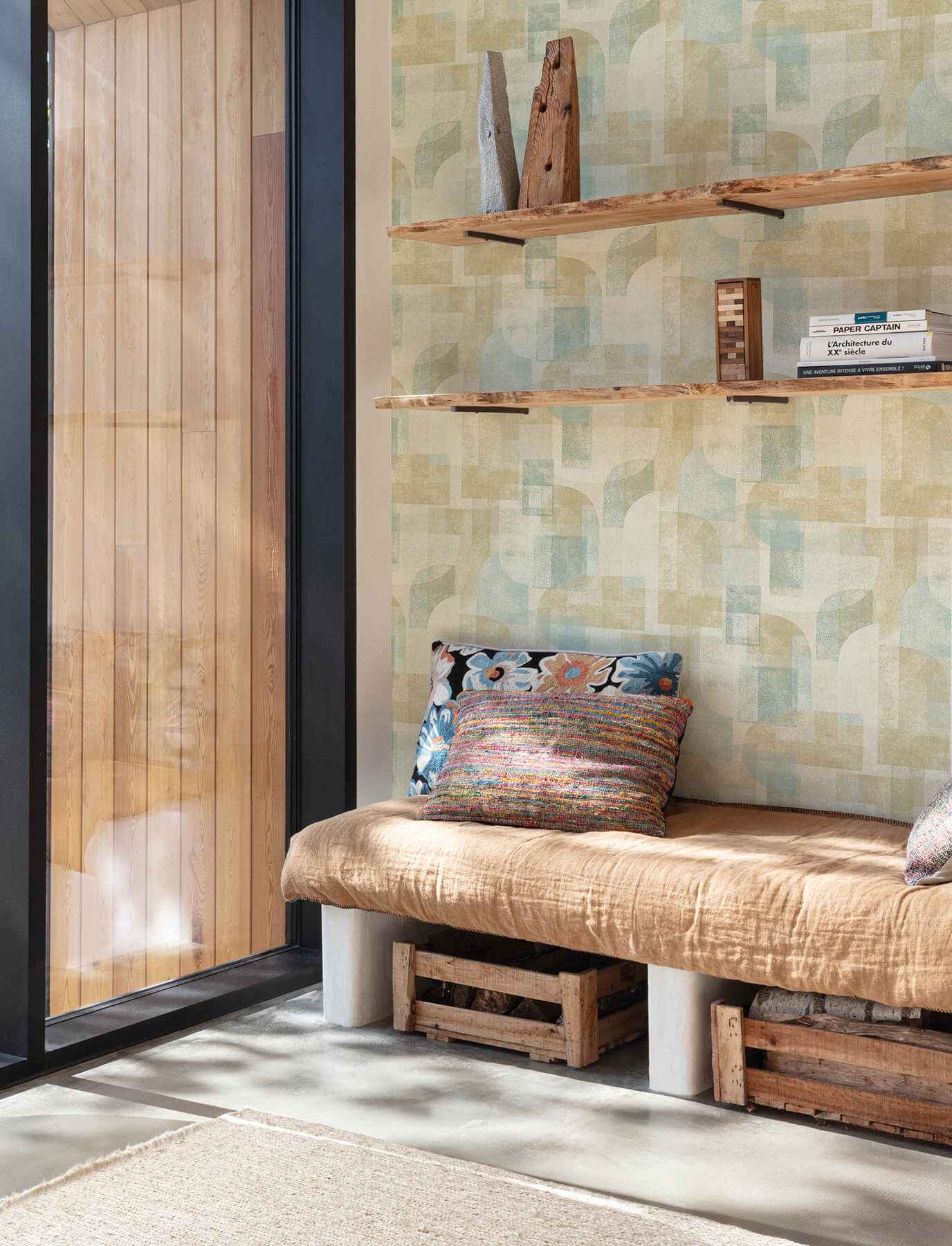 Cassandra Teal Block Geometric Wallpaper - York Wallcoverings - 4191-83031 - York Wallcoverings Wallpaper