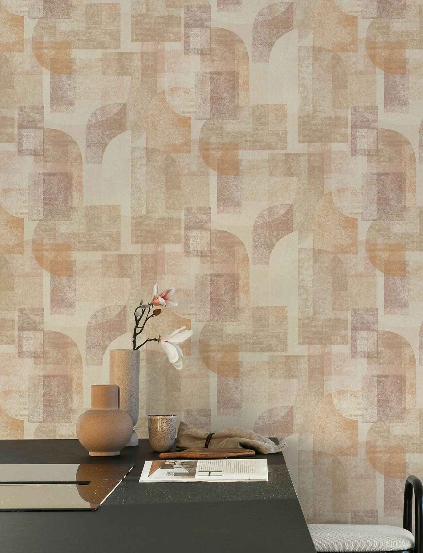 Cassandra Rust Block Geometric Wallpaper - York Wallcoverings - 4191-83033 - York Wallcoverings Wallpaper