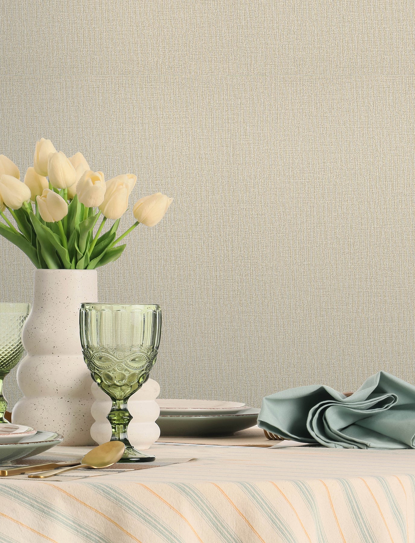 sonia-beige-faux-linen-wallpaper-york-wallcoverings-4191-83035 - York Wallcoverings Papel pintado