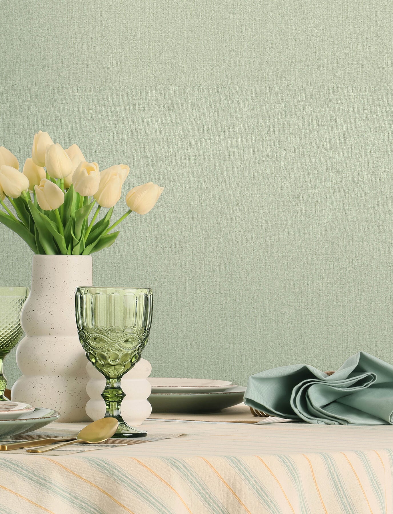 sonia-light-green-faux-linen-wallpaper-york-wallcoverings-4191-83036 - York Wallcoverings Papel pintado