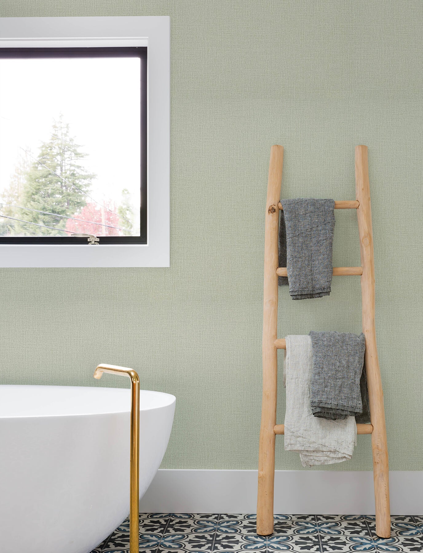 sonia-light-green-faux-linen-wallpaper-york-wallcoverings-4191-83036 - York Wallcoverings Papel pintado