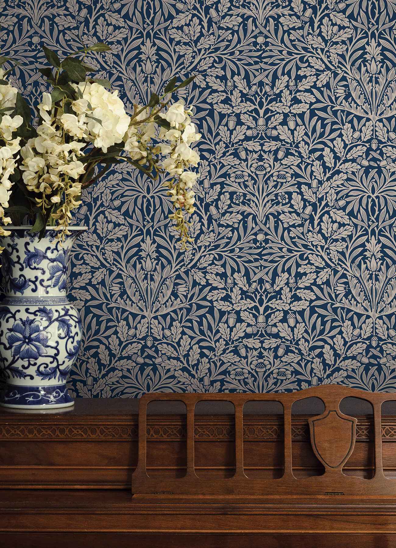 Acorn Indigo Peel and Stick Wallpaper - York Wallcoverings - MCS6586 - York Wallcoverings Wallpaper