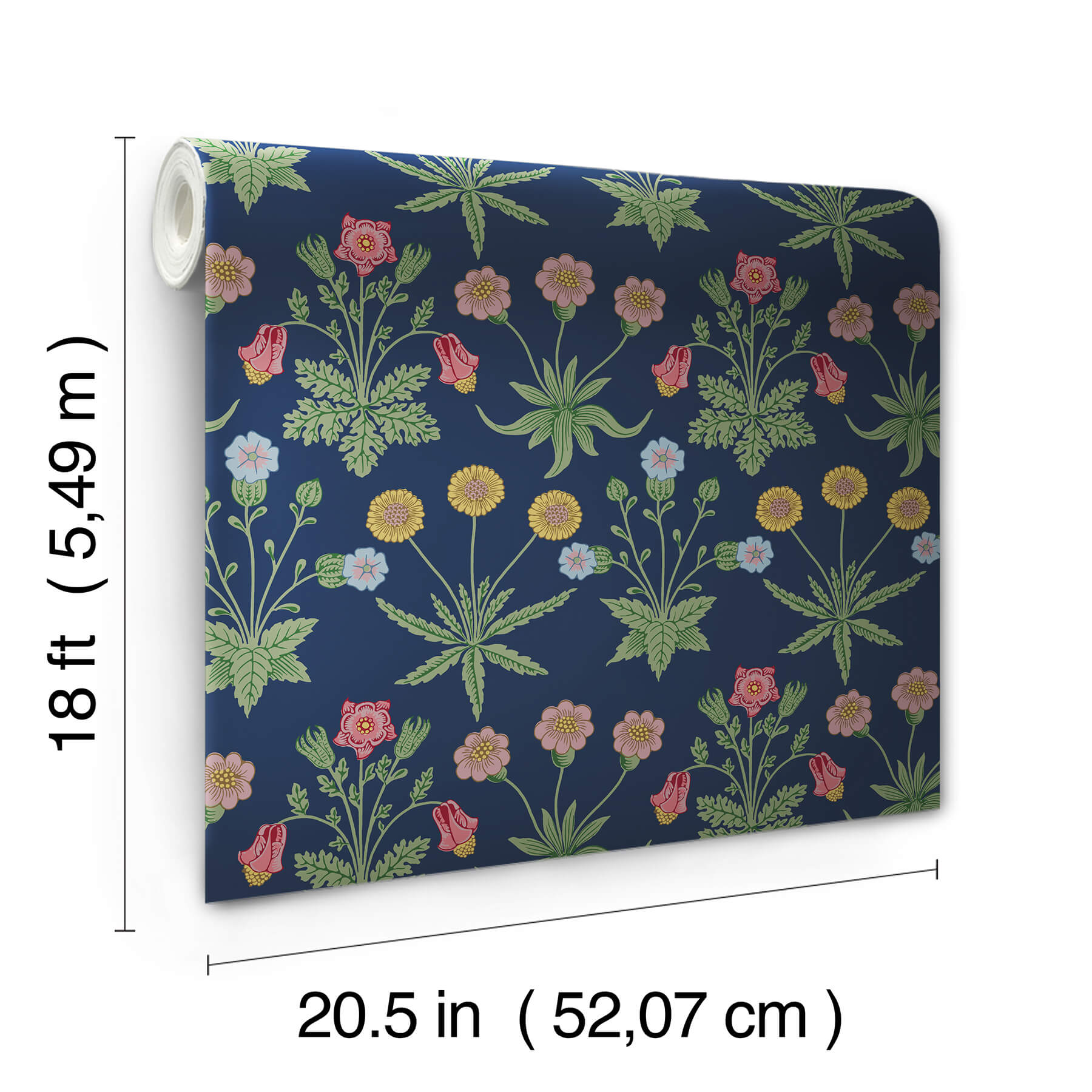 daisy-indigo-peel-and-stick-wallpaper-york-wallcoverings-mcs6597 - York Wallcoverings Wallpaper