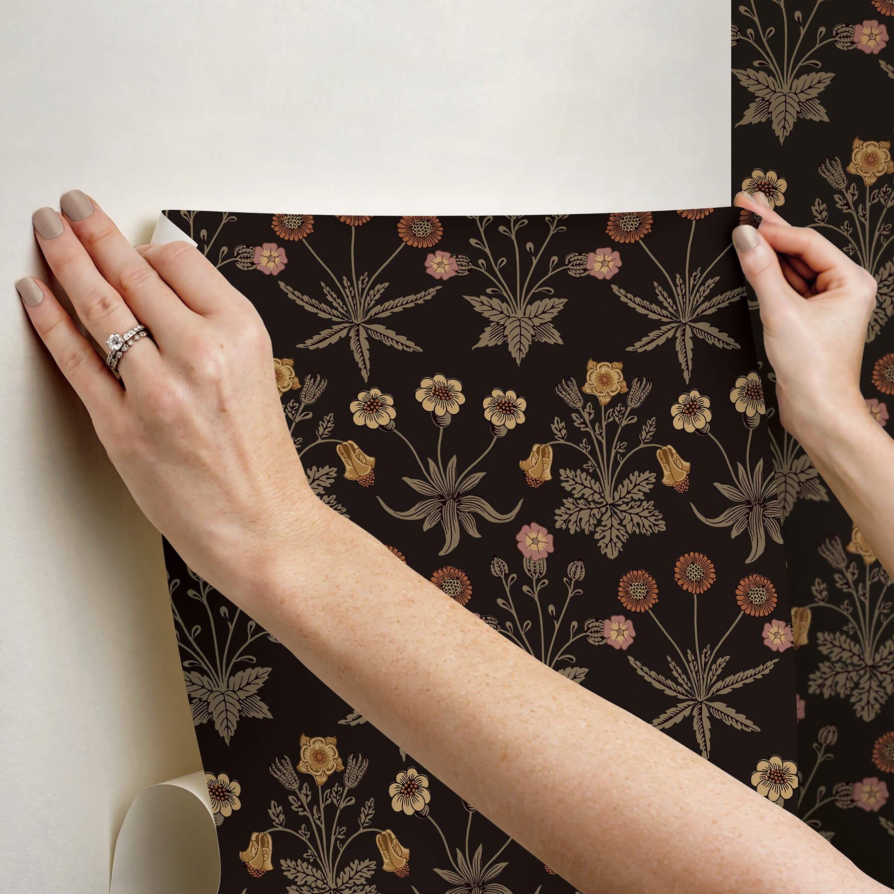 daisy-chocolate-and-paprika-peel-and-stick-wallpaper-york-wallcoverings-mcs6598 - York Wallcoverings Wallpaper