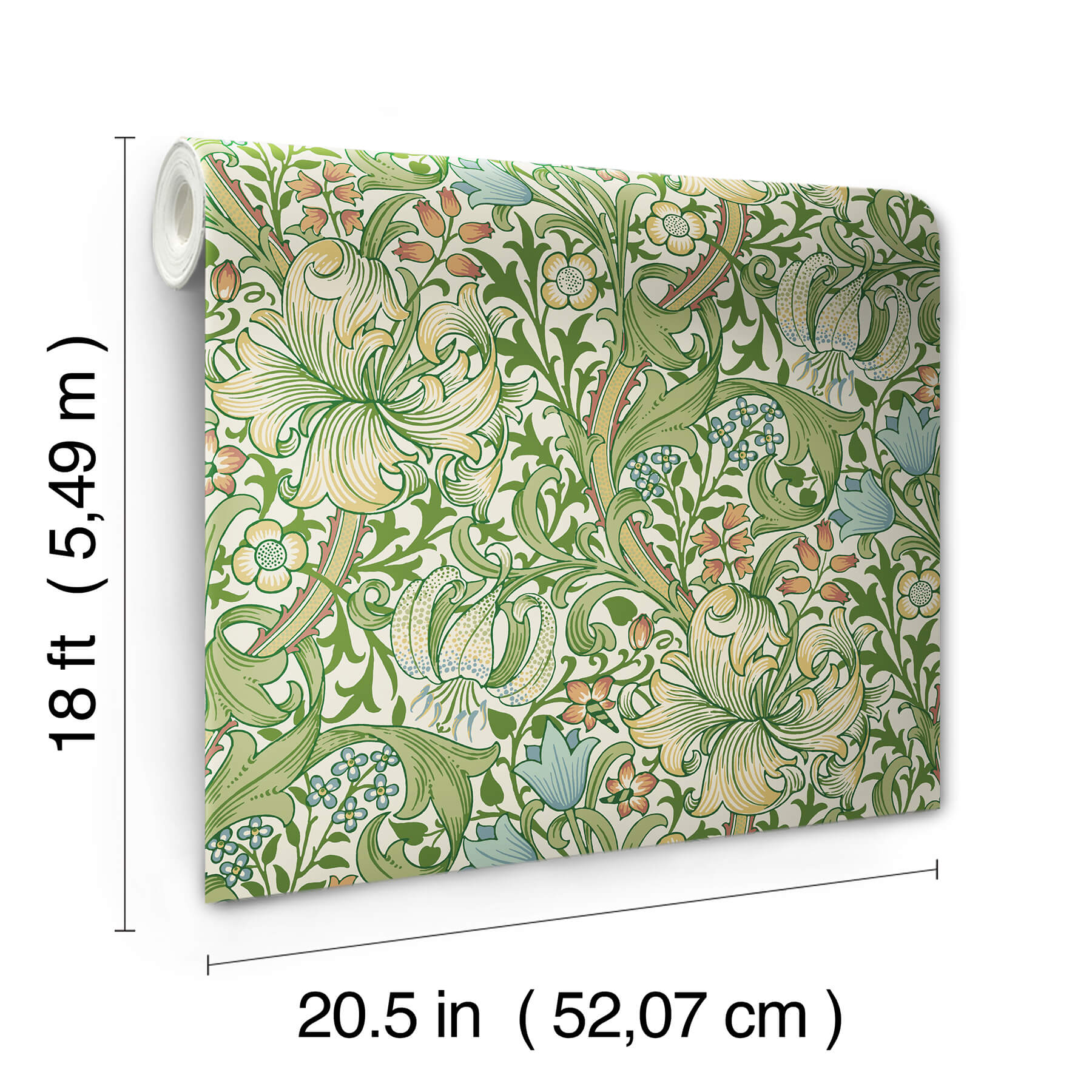 golden-lily-boughs-green-peel-and-stick-wallpaper-york-wallcoverings-mcs6601 - York Wallcoverings Wallpaper