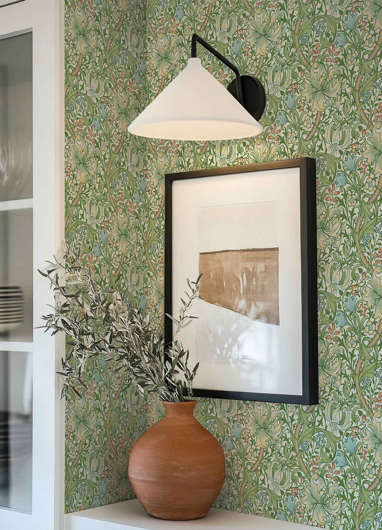 Golden lily Boughs Green Peel and Stick - York Wallcoverings - MCS6601 - York Wallcoverings Wallpaper