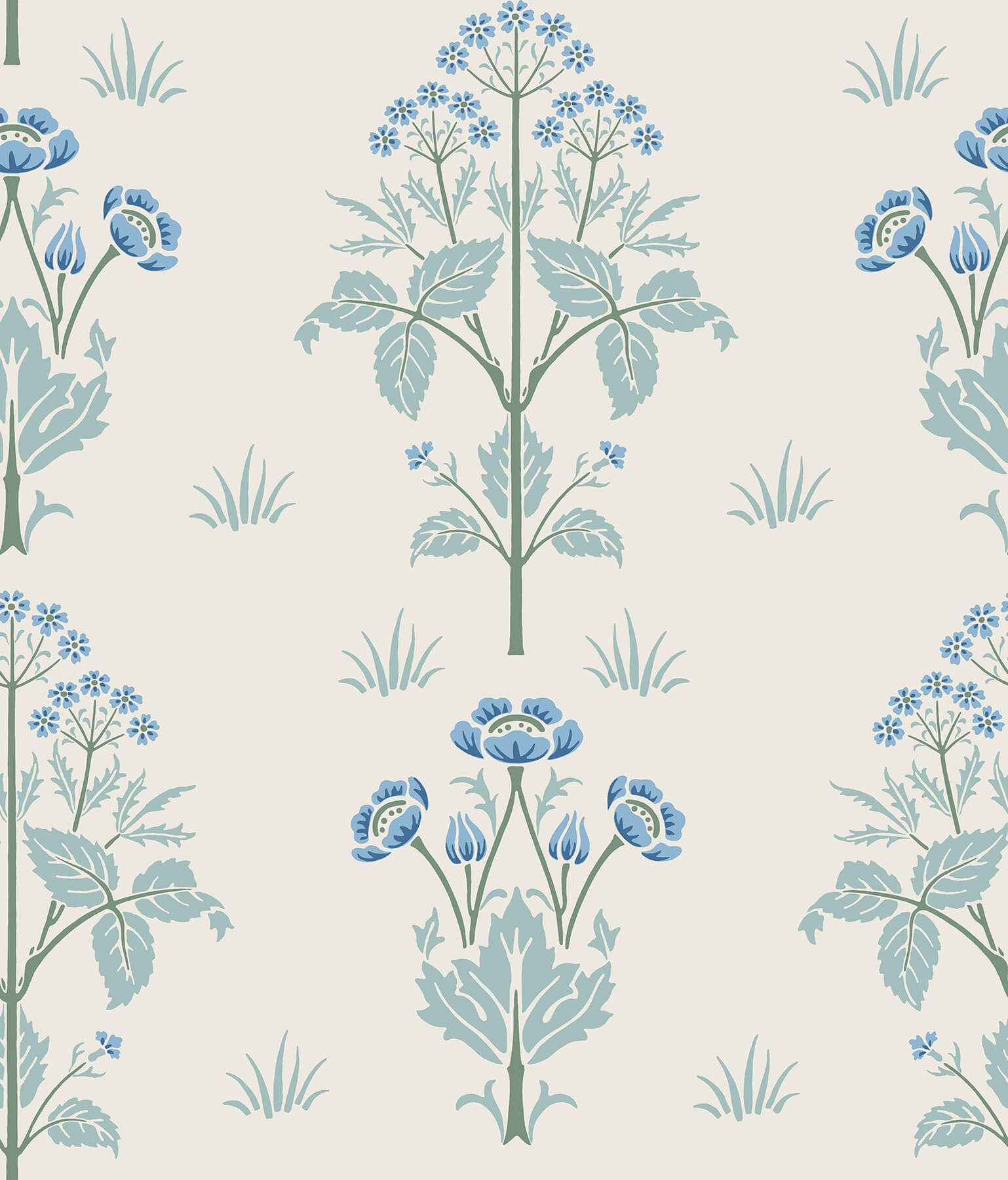 Meadow Sweet Chalk and Wedgwood Peel and Stick Wallpaper - York Wallcoverings - MCS6605