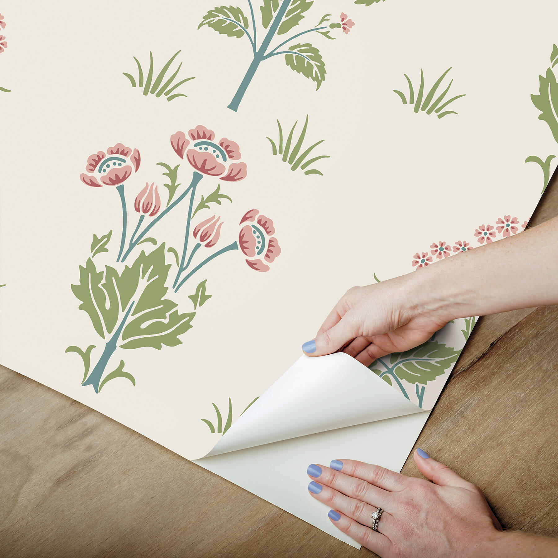 meadow-sweet-cotton-and-rose-peel-and-stick-wallpaper-york-wallcoverings-mcs6606 - York Wallcoverings Wallpaper