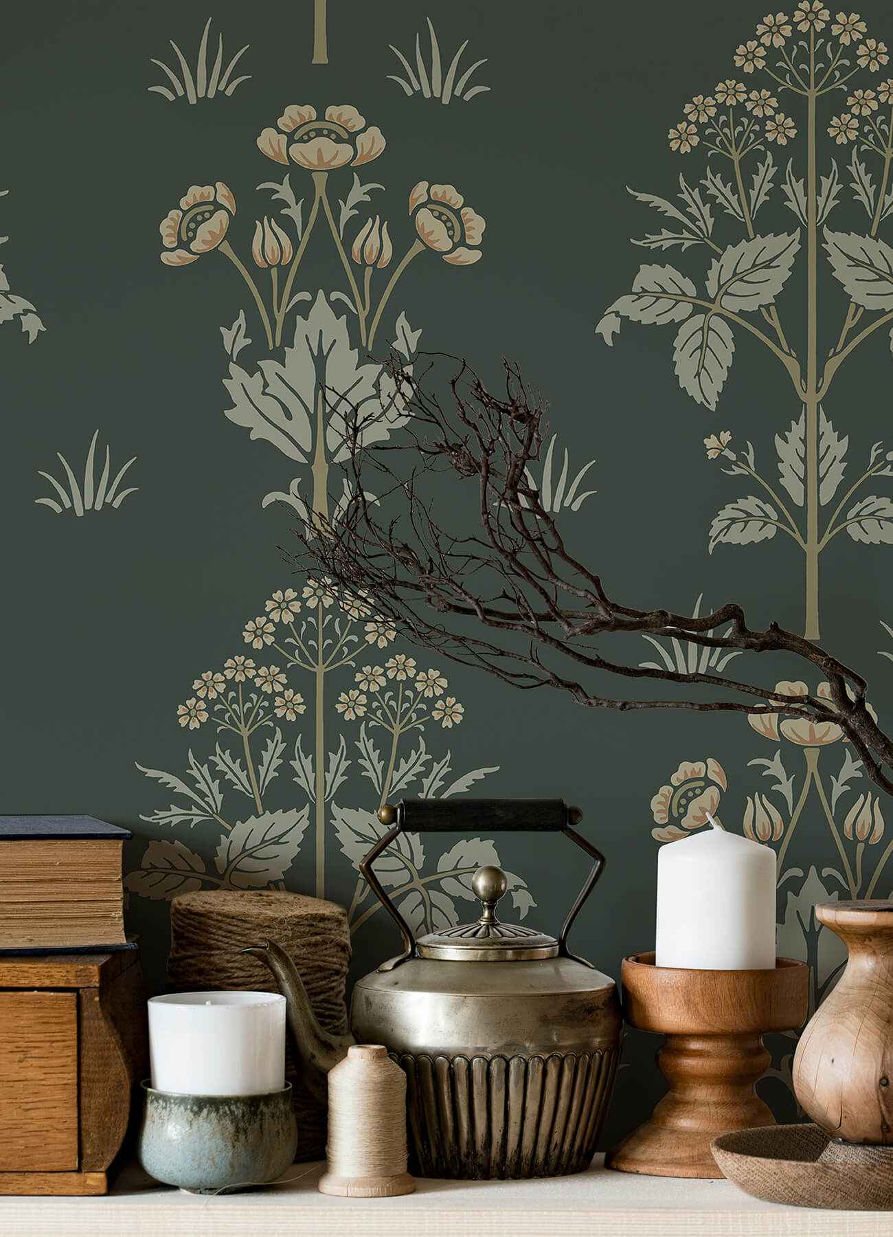 Meadow Sweet Bayleaf and Manilla Peel and Stick Wallpaper - York Wallcoverings - MCS6608 - York Wallcoverings Wallpaper