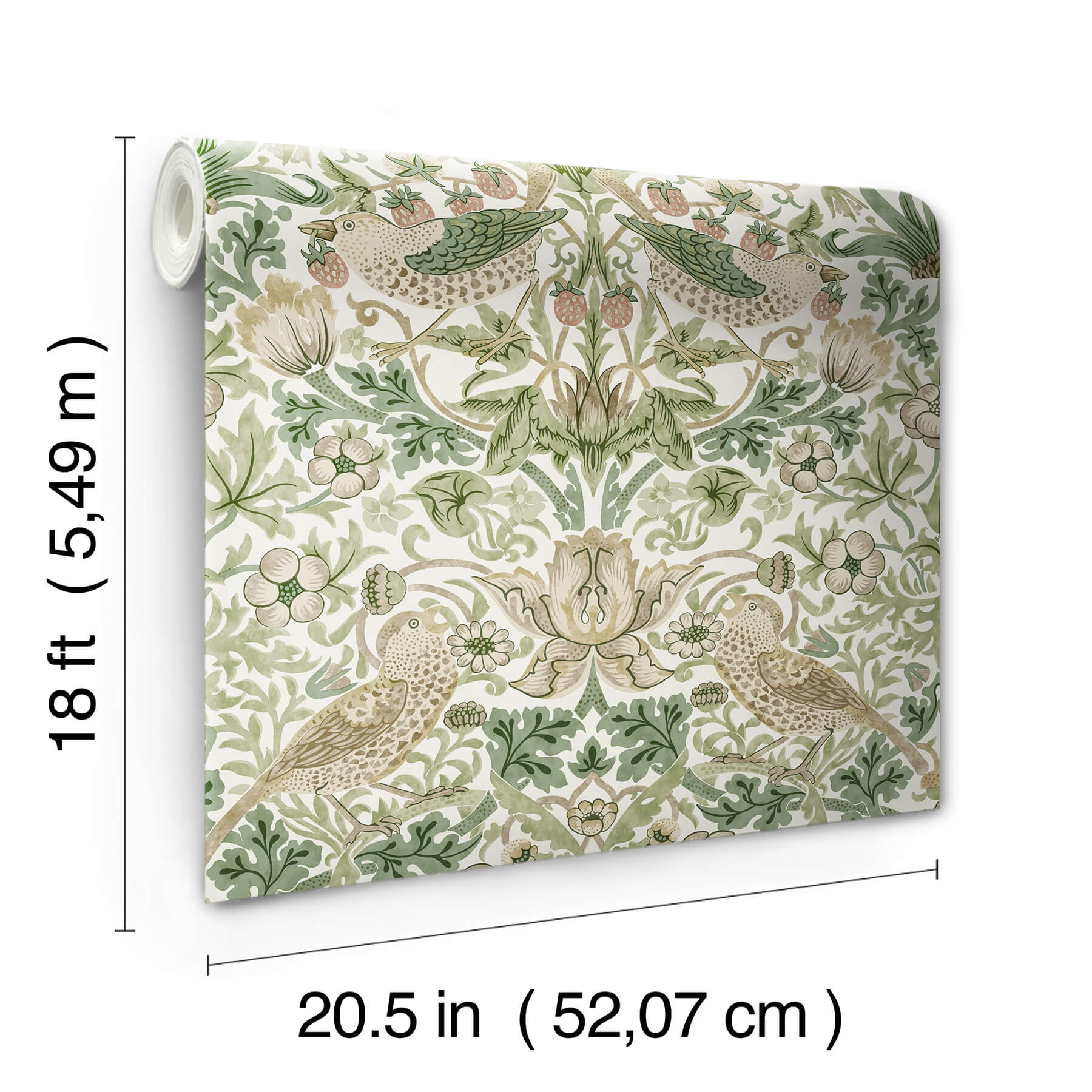 strawberry-thief-fennel-peel-and-stick-wallpaper-york-wallcoverings-mcs6613 - York Wallcoverings Wallpaper