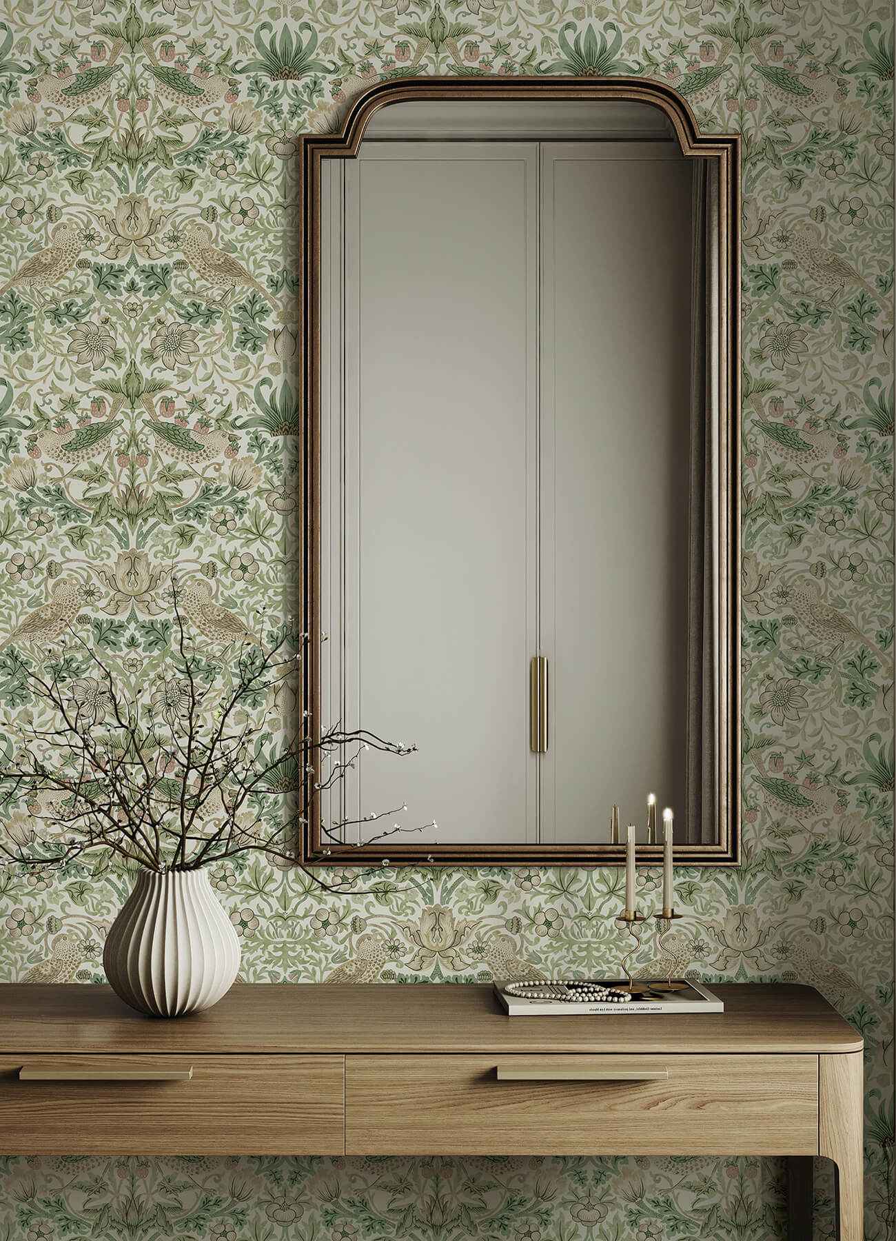 Strawberry Thief Fennel Peel and Stick Wallpaper - York Wallcoverings - MCS6613 - York Wallcoverings Wallpaper