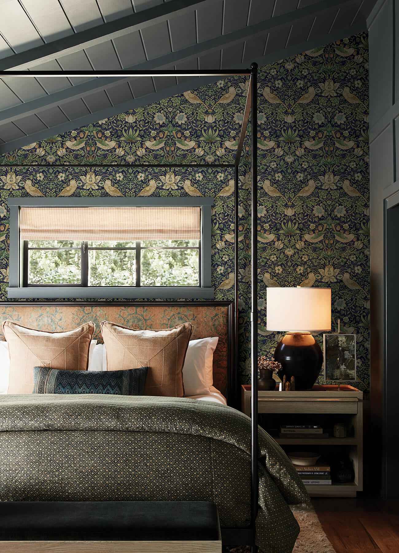 Strawberry Thief Ink Blue Peel and Stick Wallpaper - York Wallcoverings - MCS6615 - York Wallcoverings Wallpaper