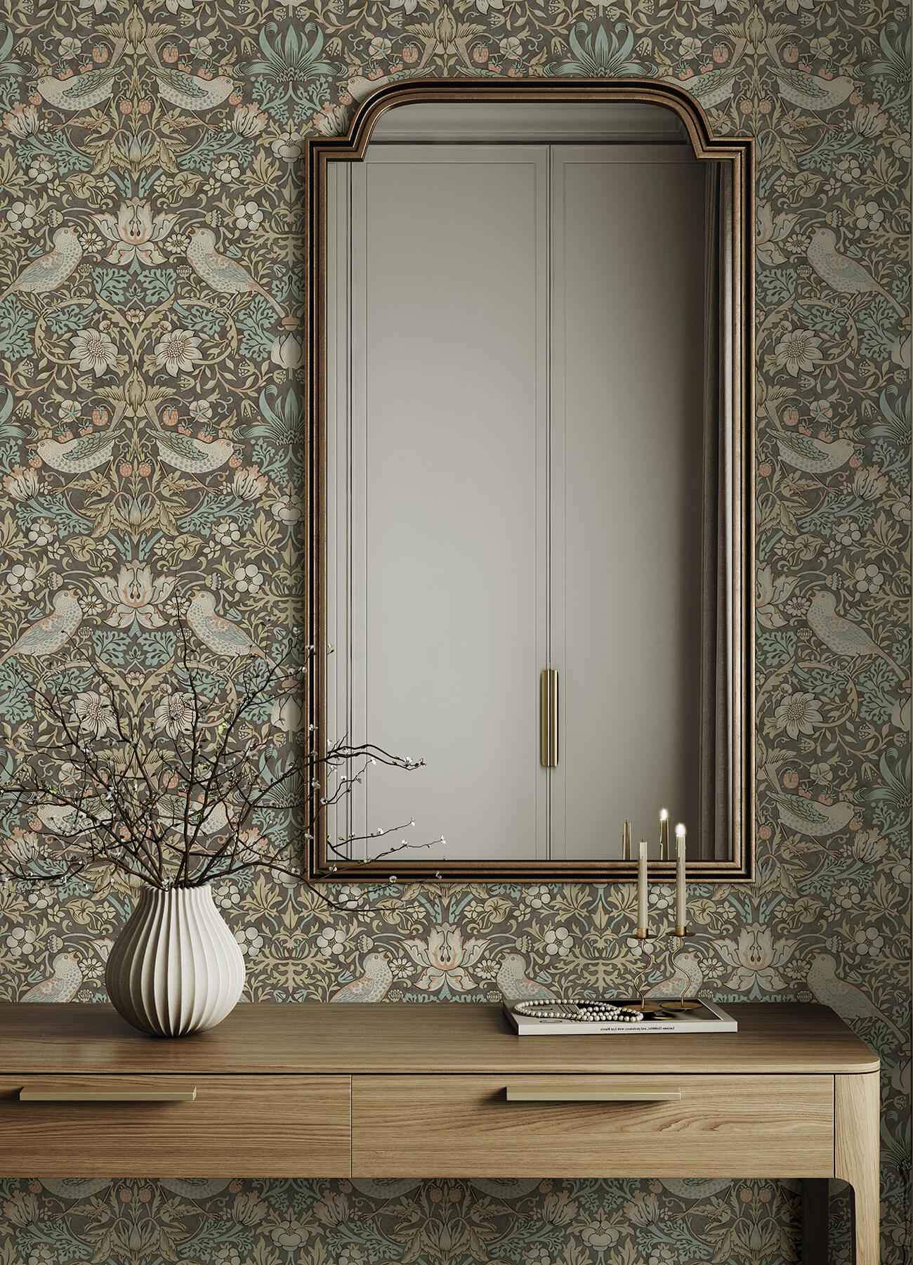 Strawberry Thief Mole Peel and Stick Wallpaper - York Wallcoverings - MCS6616 - York Wallcoverings Wallpaper