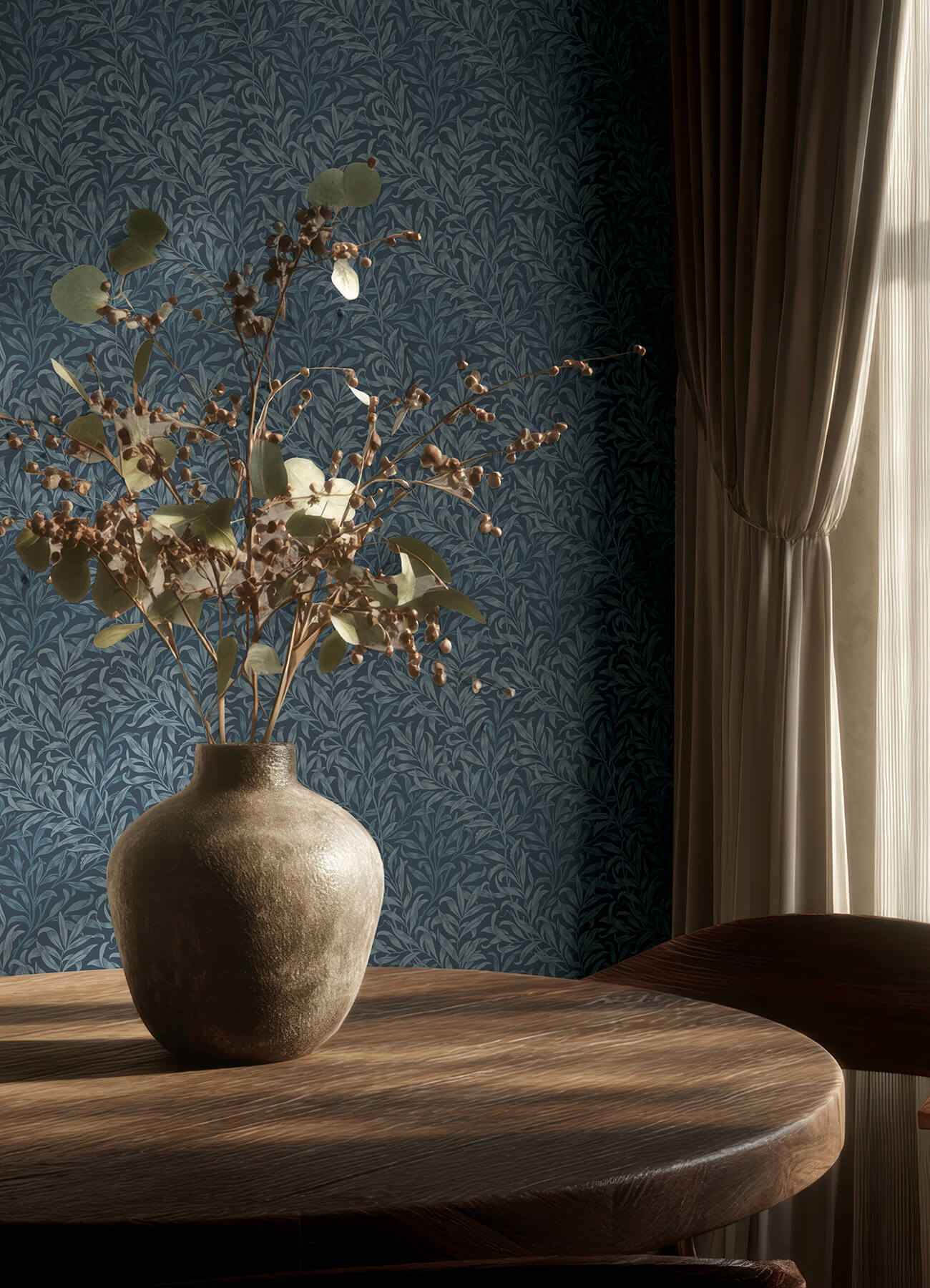 Willow Boughs Ink Blue Peel and Stick Wallpaper - York Wallcoverings - MCS6620 - York Wallcoverings Wallpaper